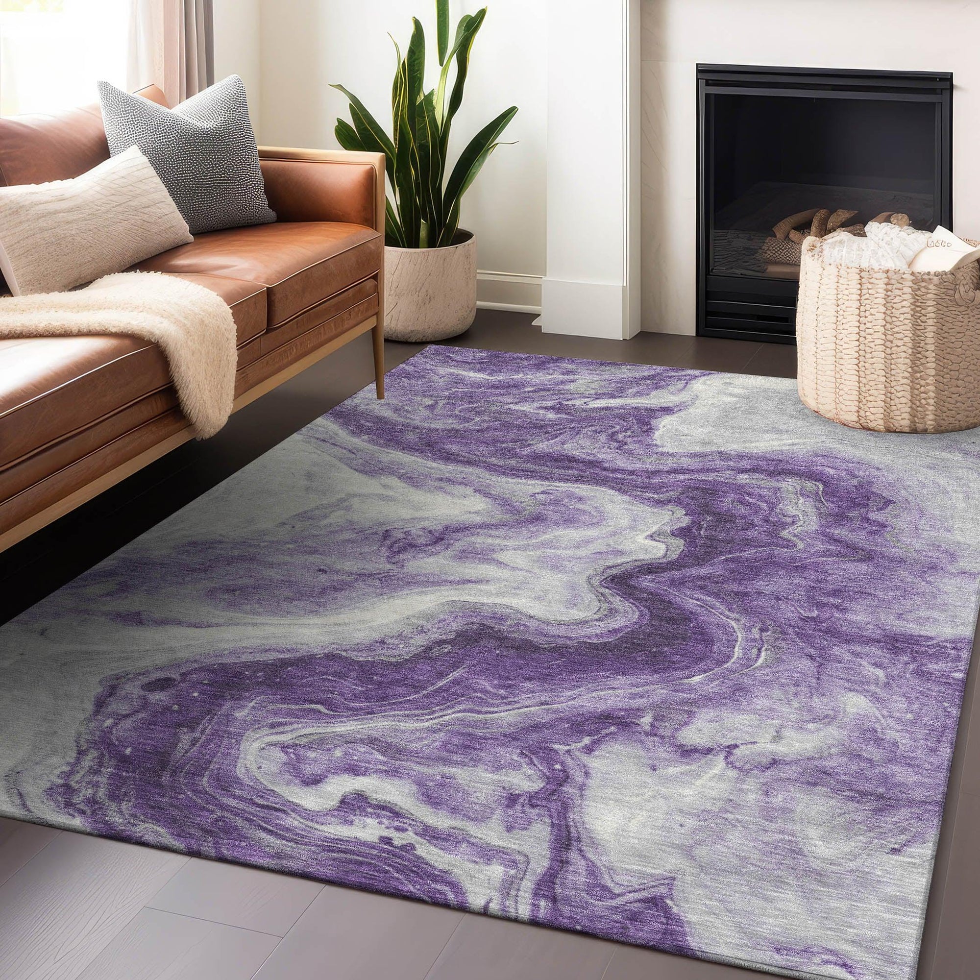 Addison Rugs Faeras Purple Washable Indoor-Outdoor Rug