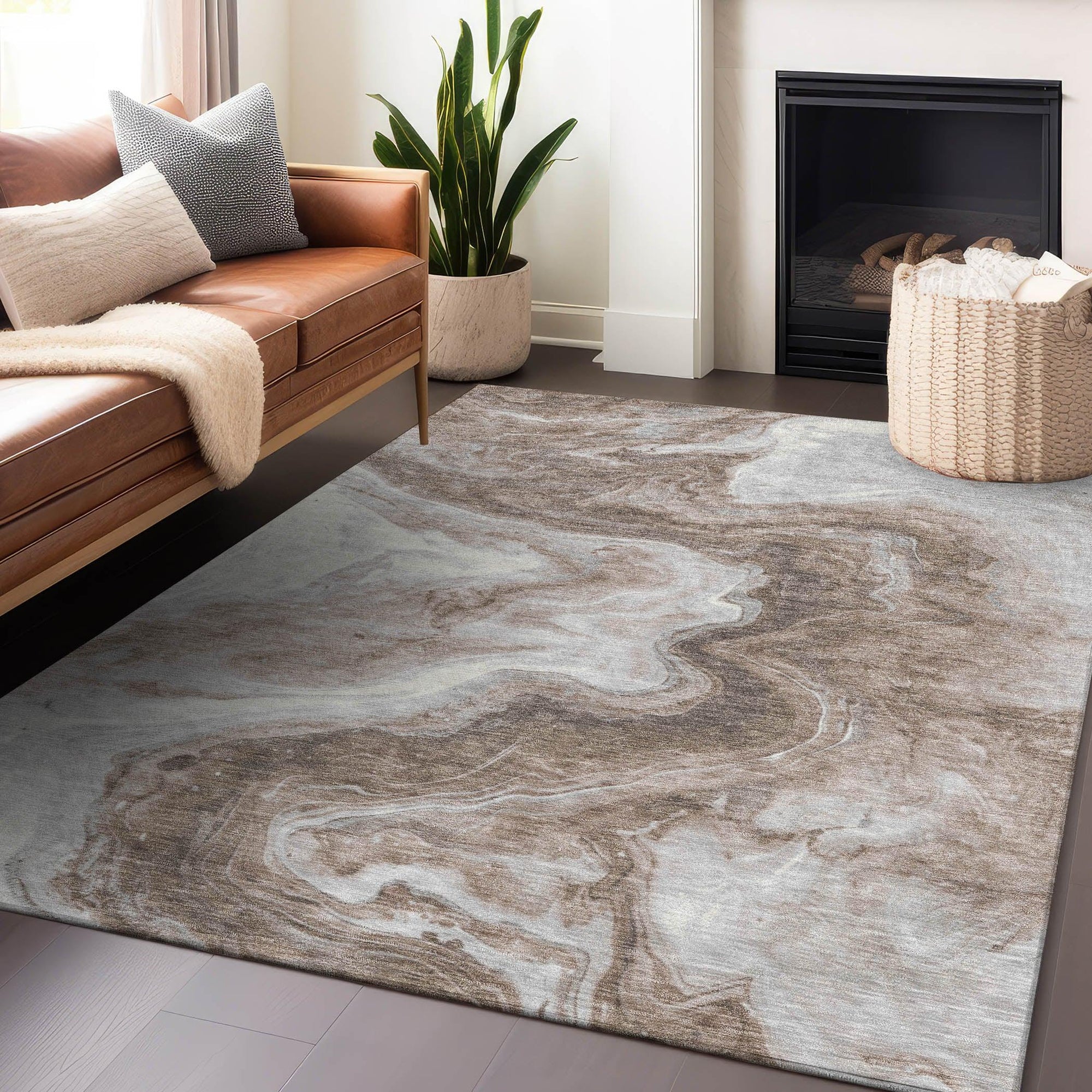 Addison Rugs Faeras Brown Washable Indoor-Outdoor Rug