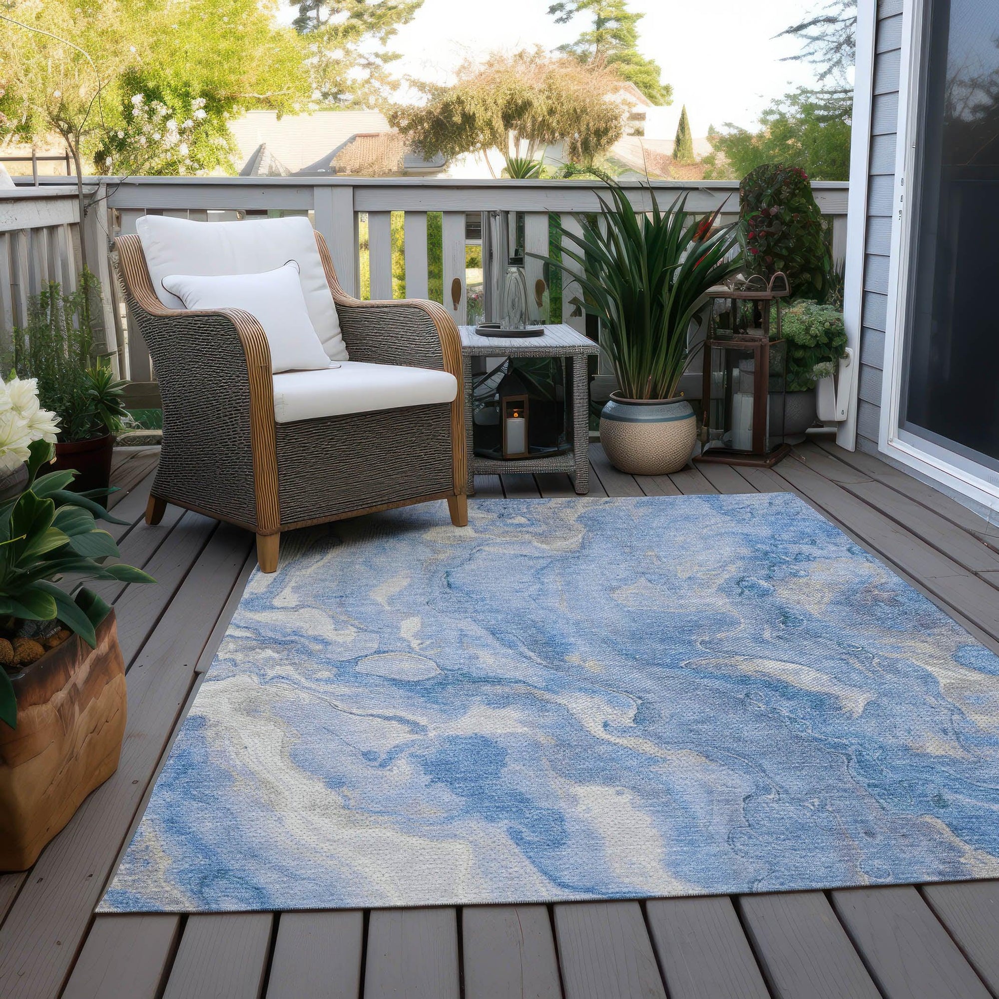 Addison Rugs Faerel Blue Washable Indoor-Outdoor Rug