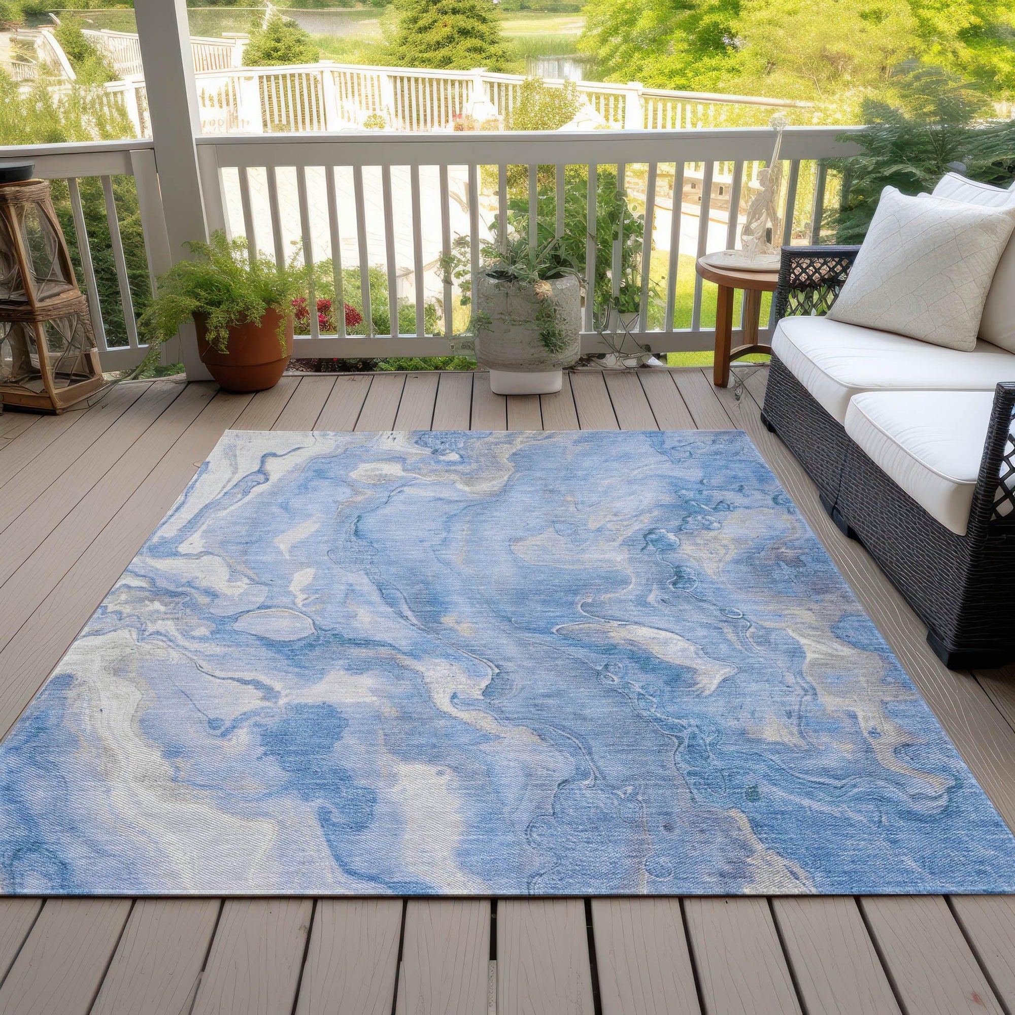 Addison Rugs Faerel Blue Washable Indoor-Outdoor Rug