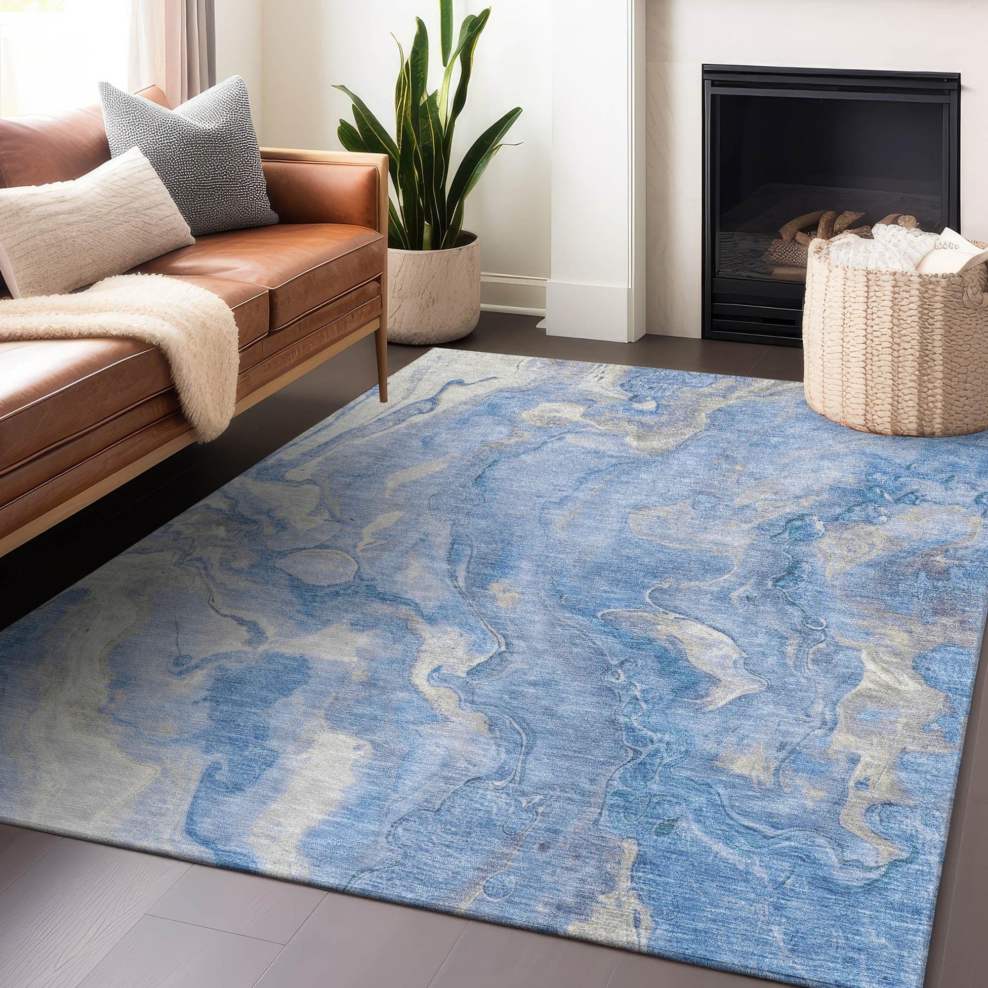Addison Rugs Faerel Blue Washable Indoor-Outdoor Rug