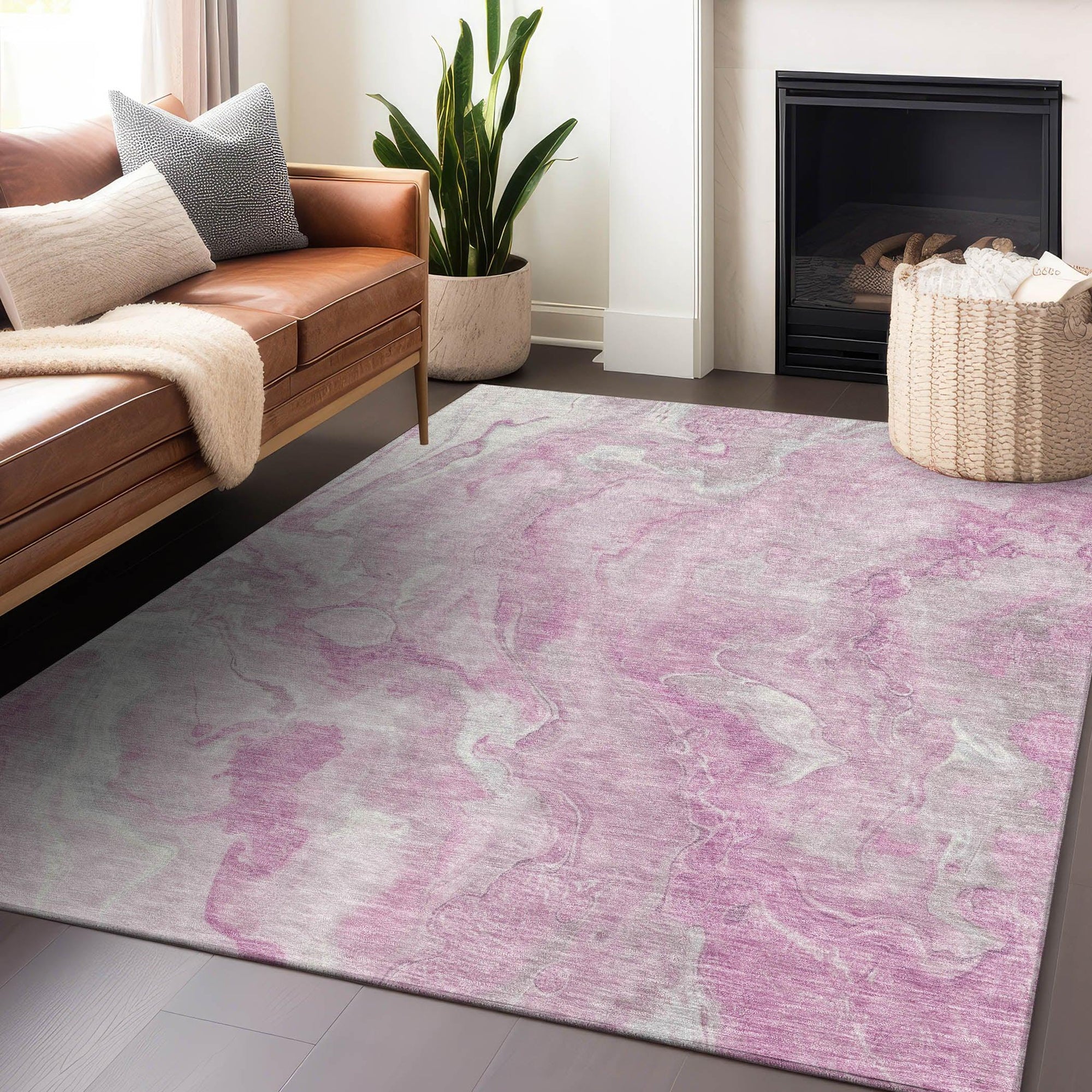 Addison Rugs Faerel Pink Washable Indoor-Outdoor Rug