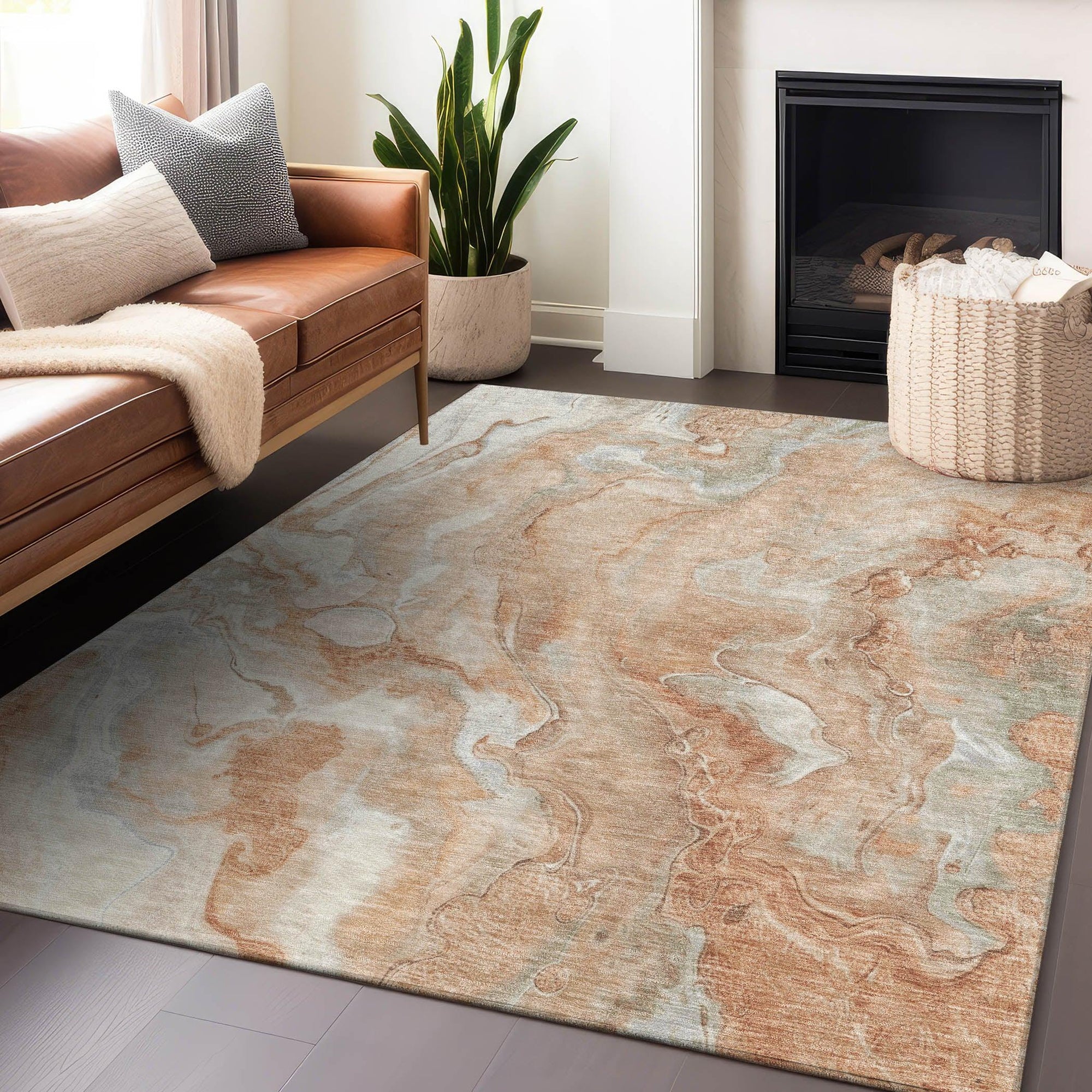 Addison Rugs Faerel Orange Washable Indoor-Outdoor Rug