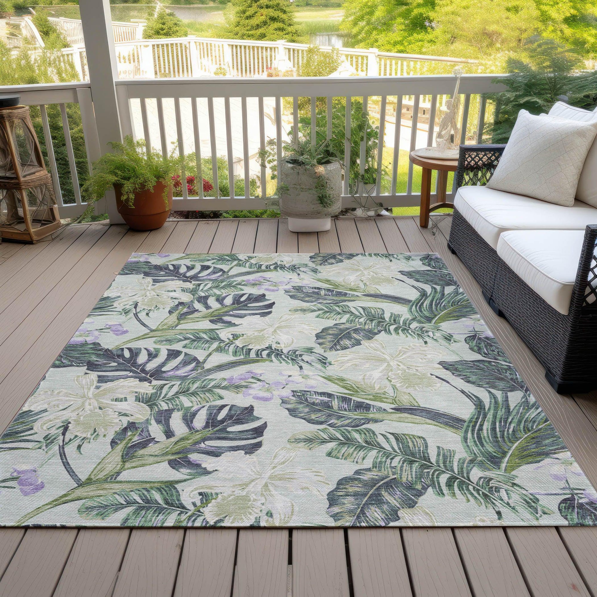 Addison Rugs Faereth Green Washable Indoor-Outdoor Rug