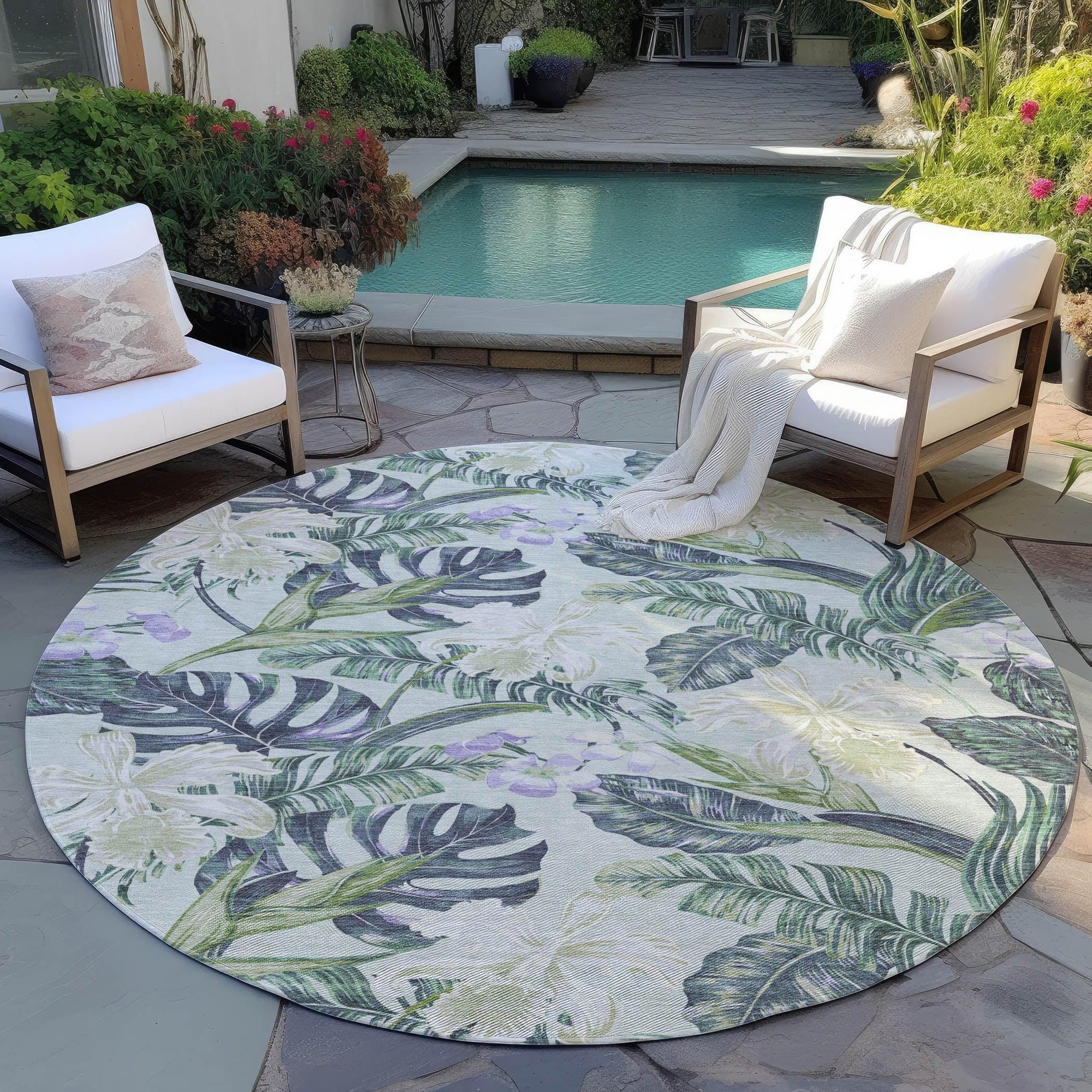 Addison Rugs Faereth Green Washable Indoor-Outdoor Rug