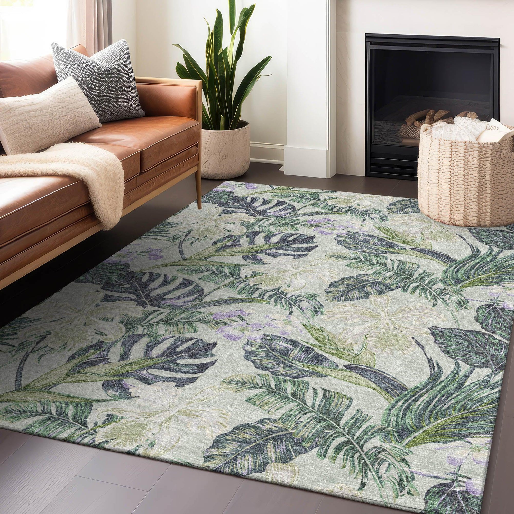 Addison Rugs Faereth Green Washable Indoor-Outdoor Rug