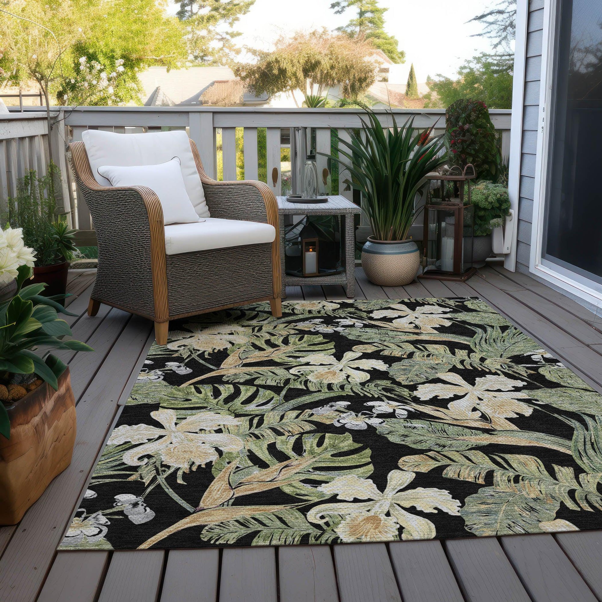 Addison Rugs Faereth Black Washable Indoor-Outdoor Rug