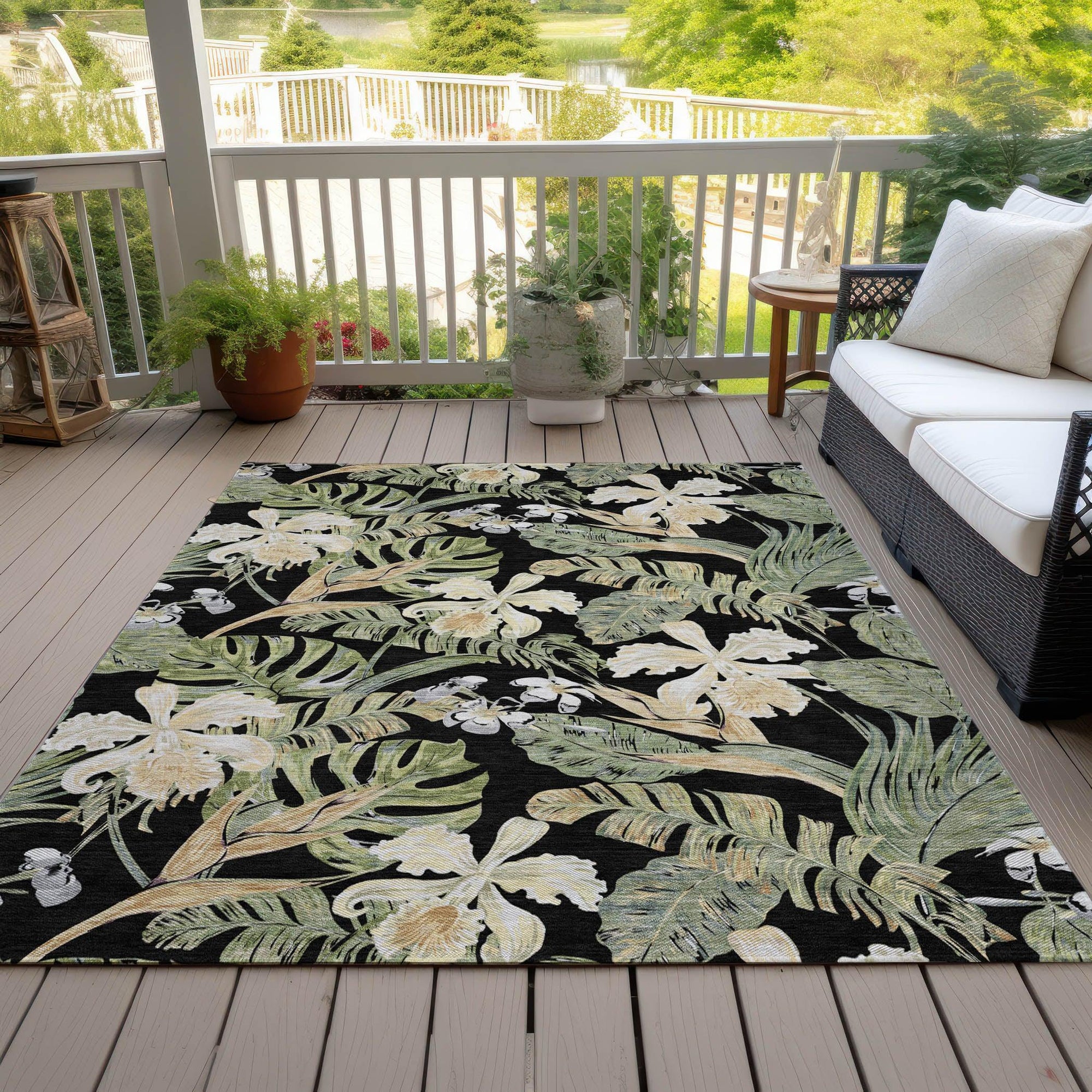 Addison Rugs Faereth Black Washable Indoor-Outdoor Rug