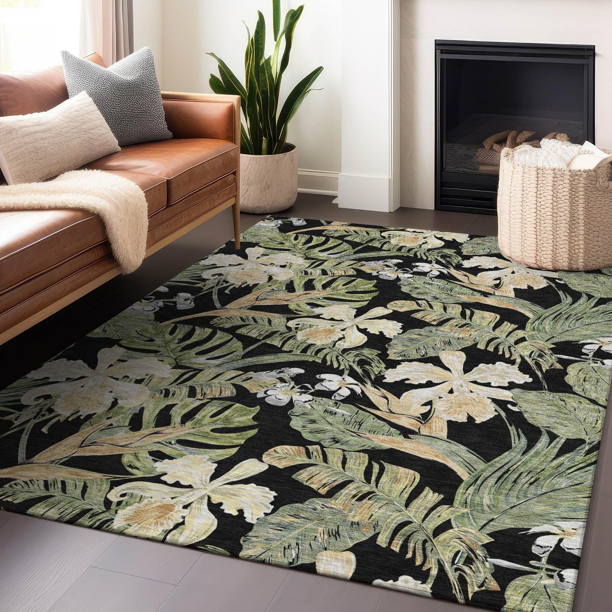 Addison Rugs Faereth Black Washable Indoor-Outdoor Rug