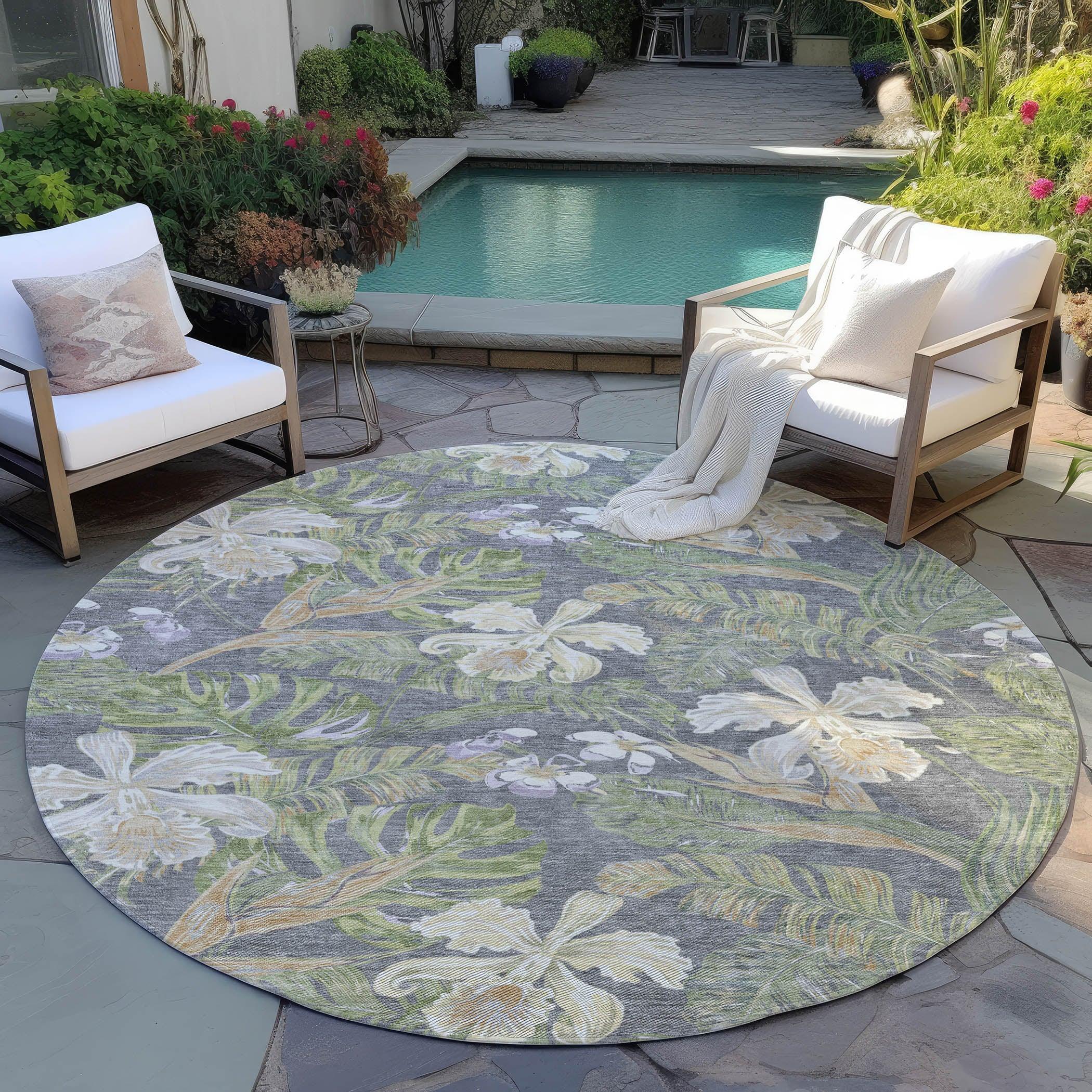 Faereth Gray Washable Indoor-Outdoor Rug