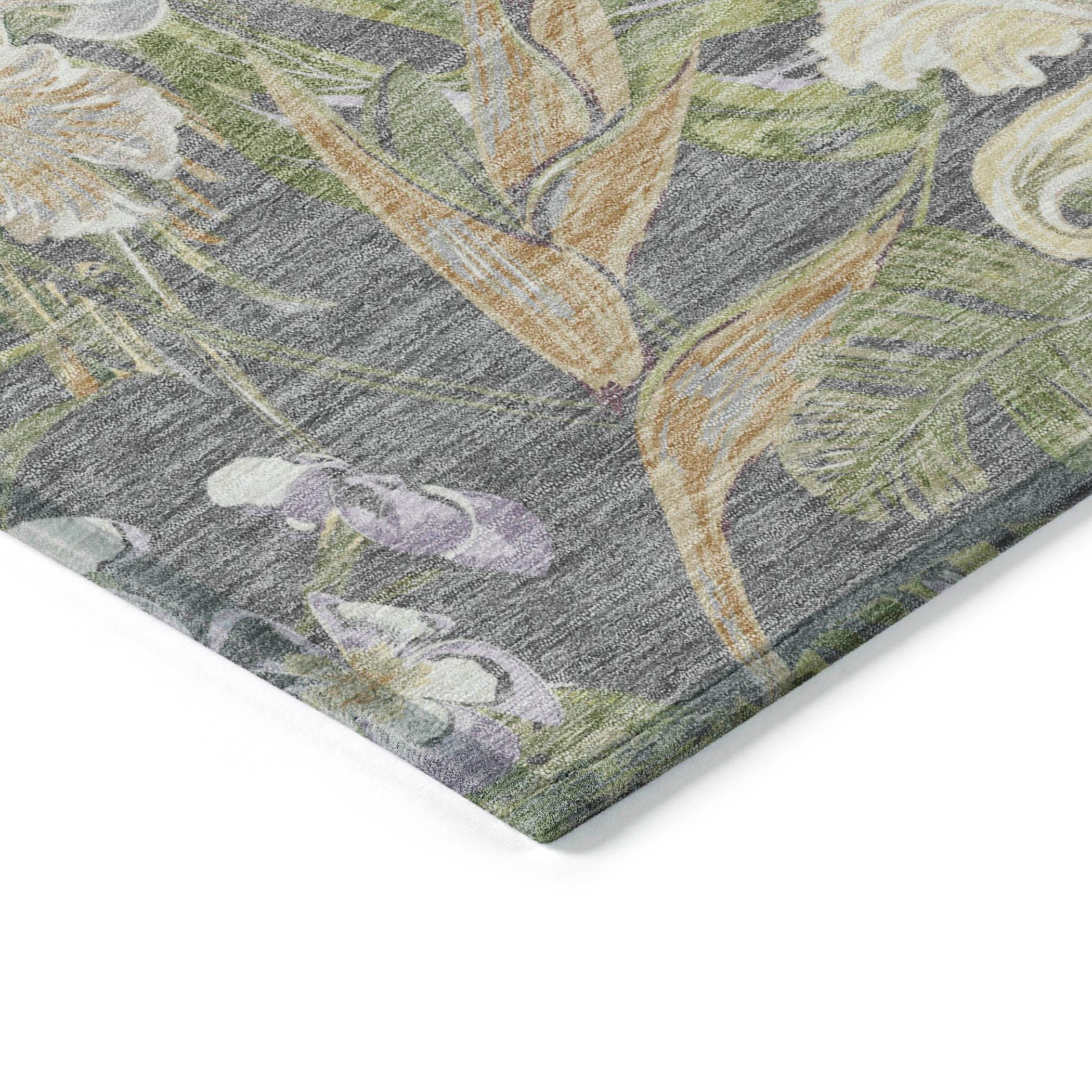 Faereth Gray Washable Indoor-Outdoor Rug