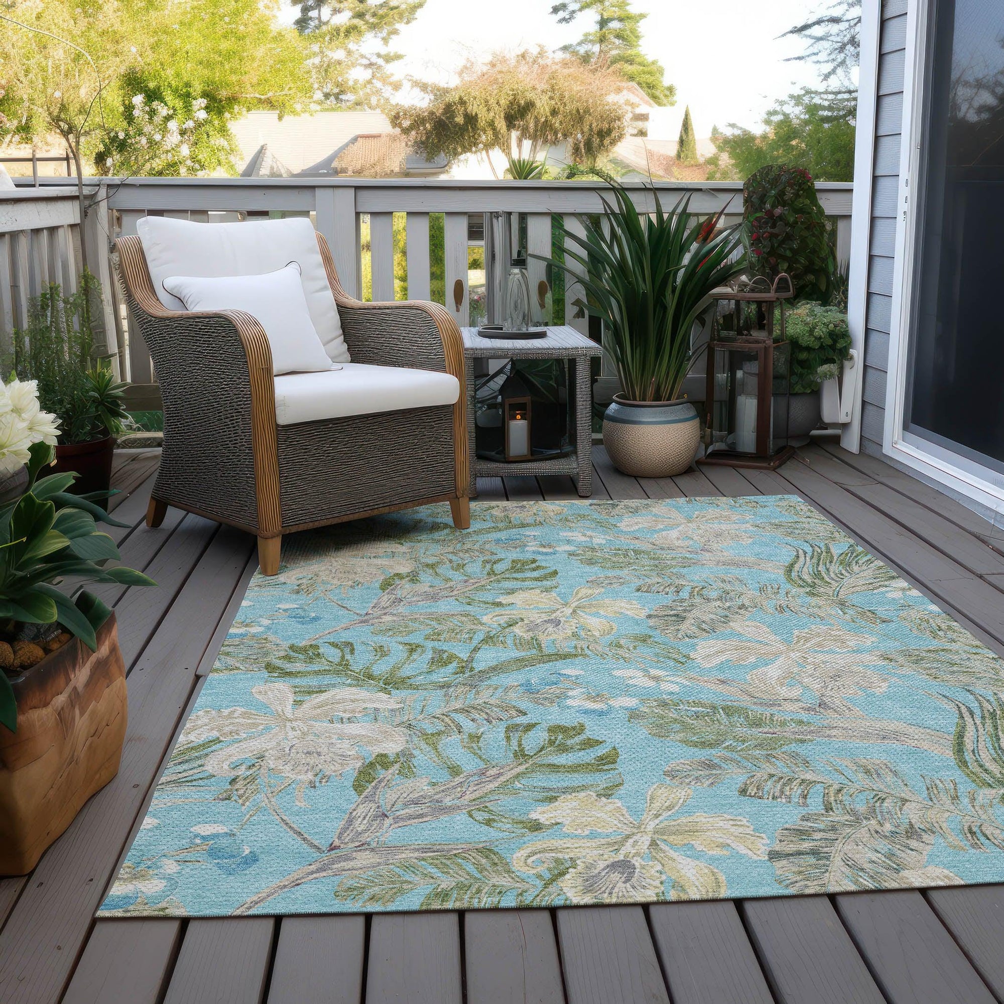 Addison Rugs Faereth Teal Washable Indoor-Outdoor Rug