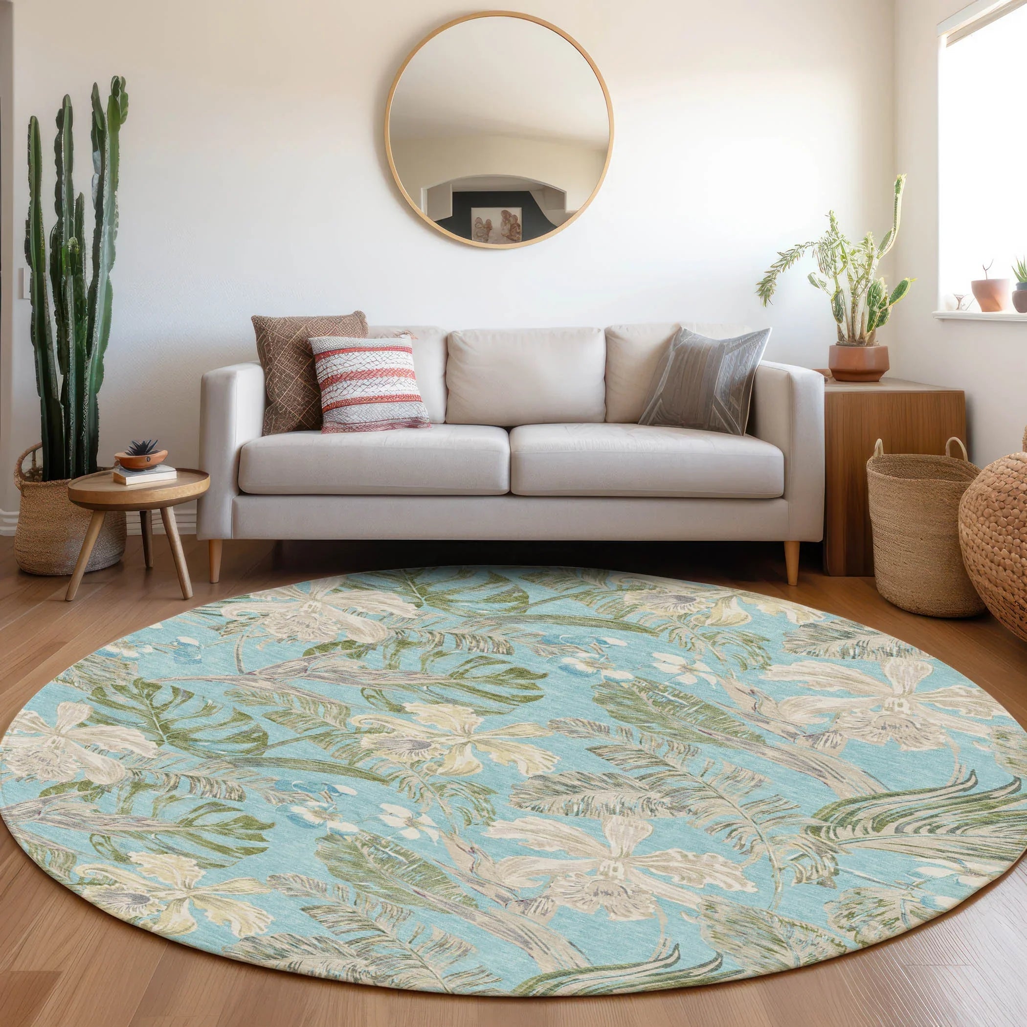 Faereth Teal Washable Indoor-Outdoor Rug