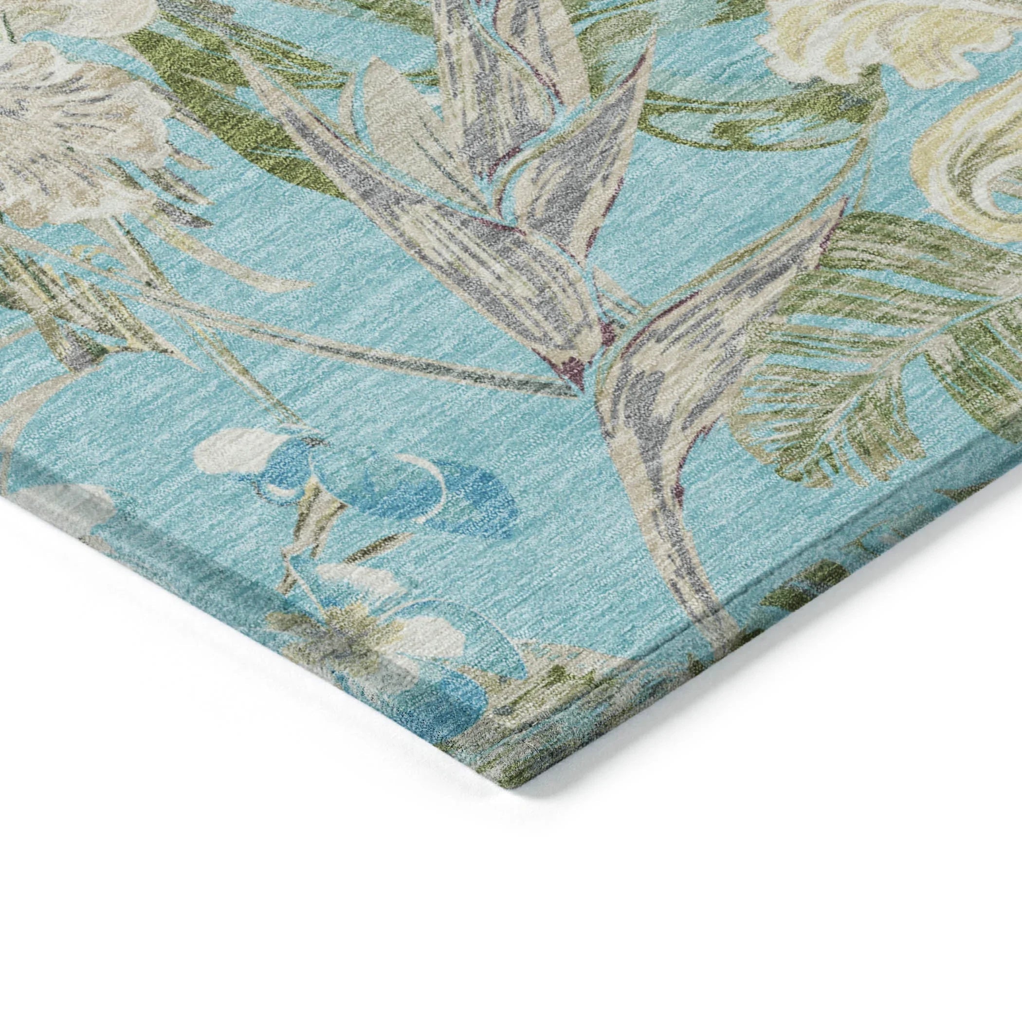 Faereth Teal Washable Indoor-Outdoor Rug
