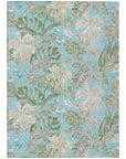 Faereth Teal Washable Indoor-Outdoor Rug
