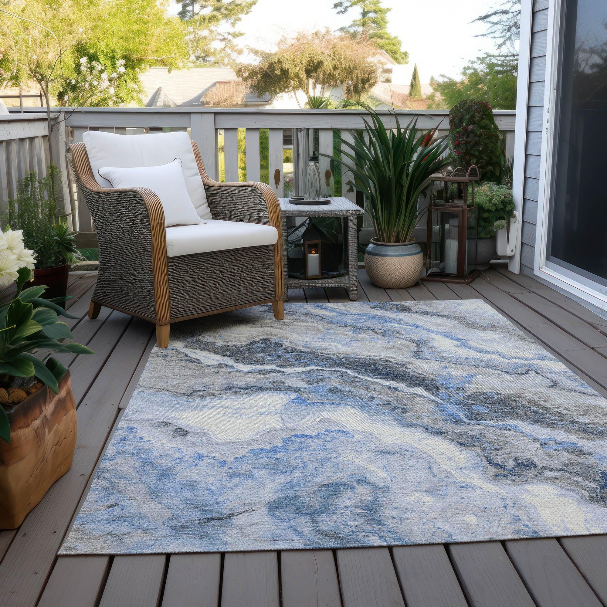 Addison Rugs Faeriel Blue Washable Indoor-Outdoor Rug