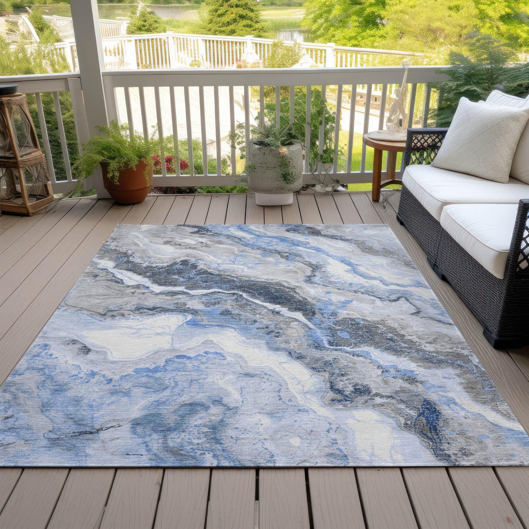 Addison Rugs Faeriel Blue Washable Indoor-Outdoor Rug