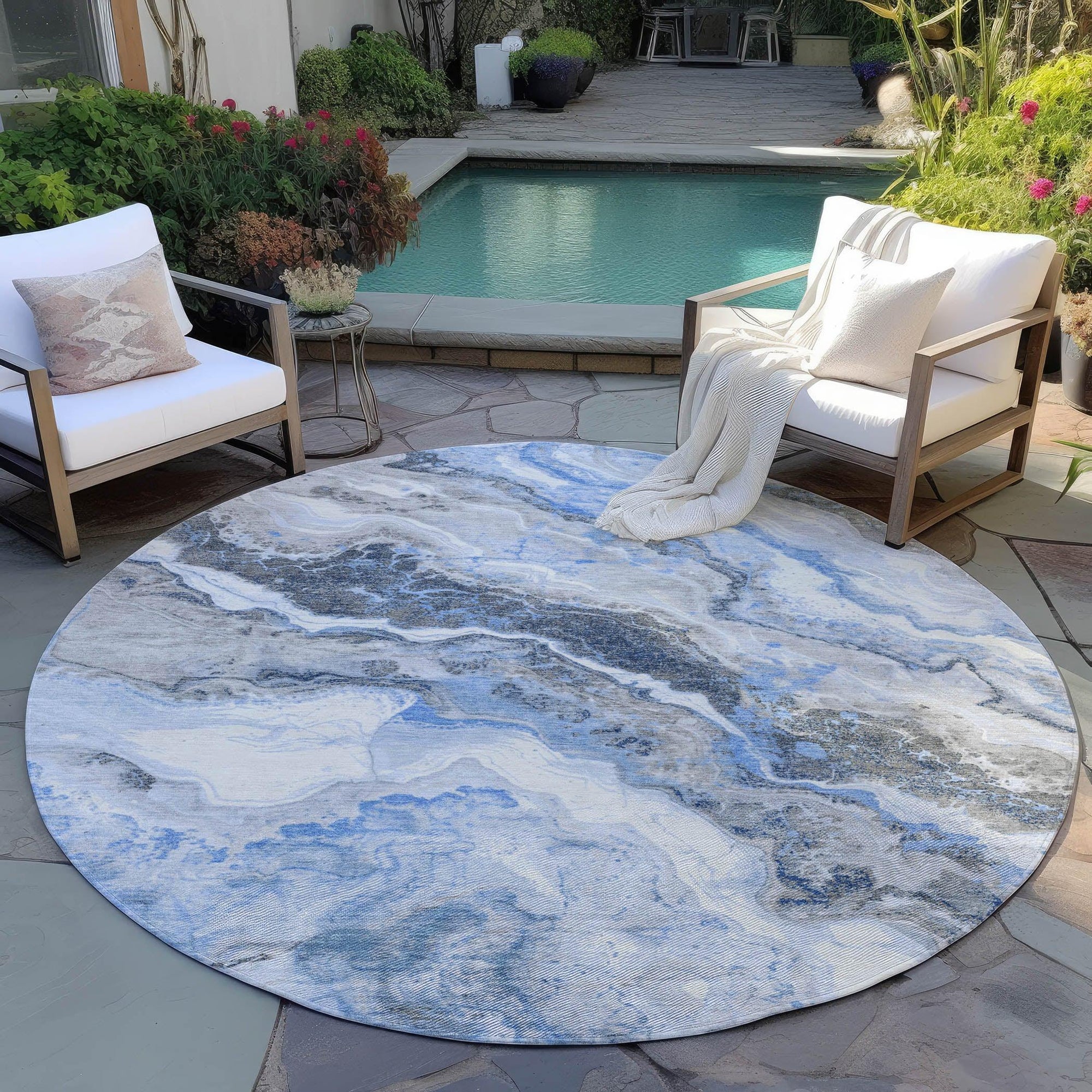 Addison Rugs Faeriel Blue Washable Indoor-Outdoor Rug