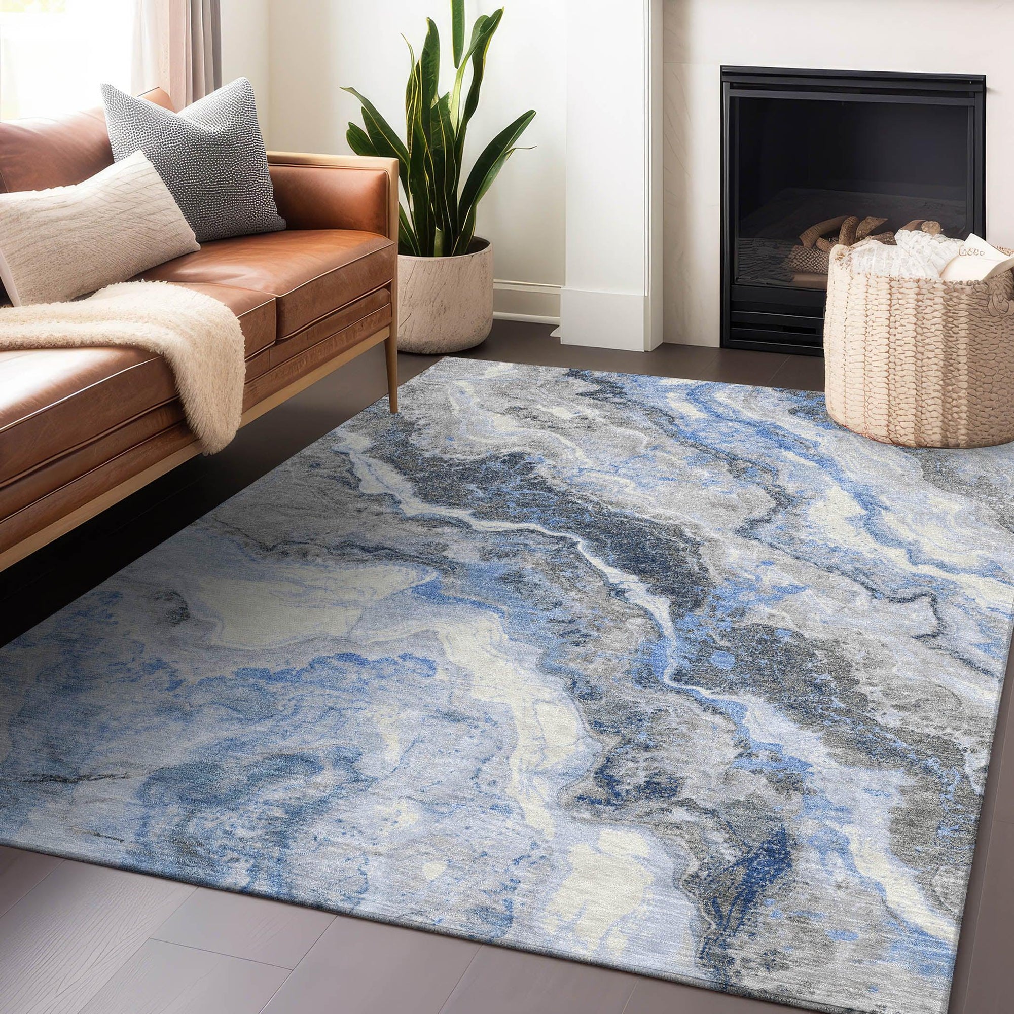 Addison Rugs Faeriel Blue Washable Indoor-Outdoor Rug
