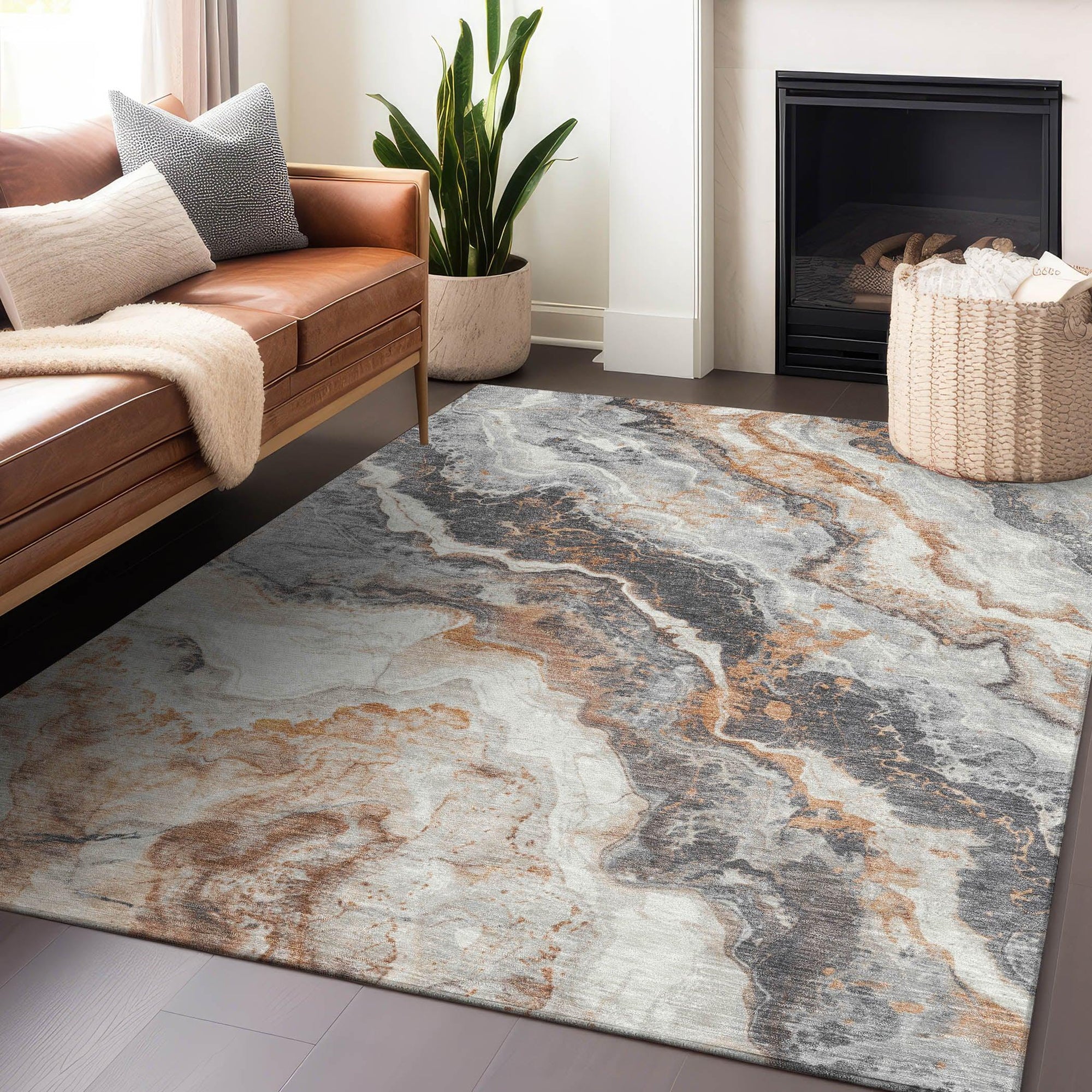 Addison Rugs Faeriel Gray Washable Indoor-Outdoor Rug