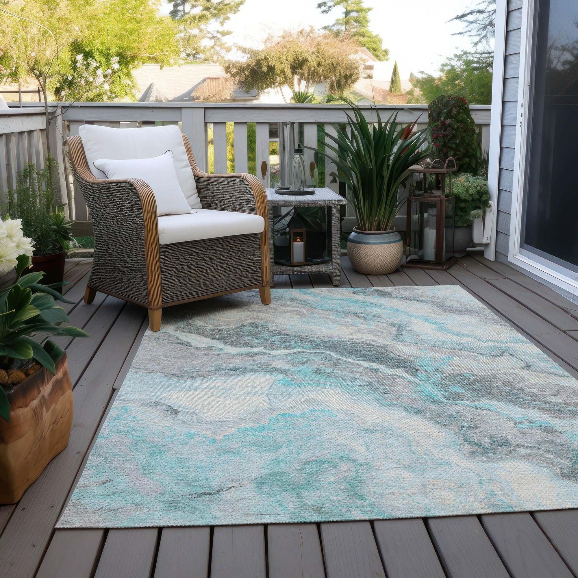 Addison Rugs Faeriel Teal Washable Indoor-Outdoor Rug