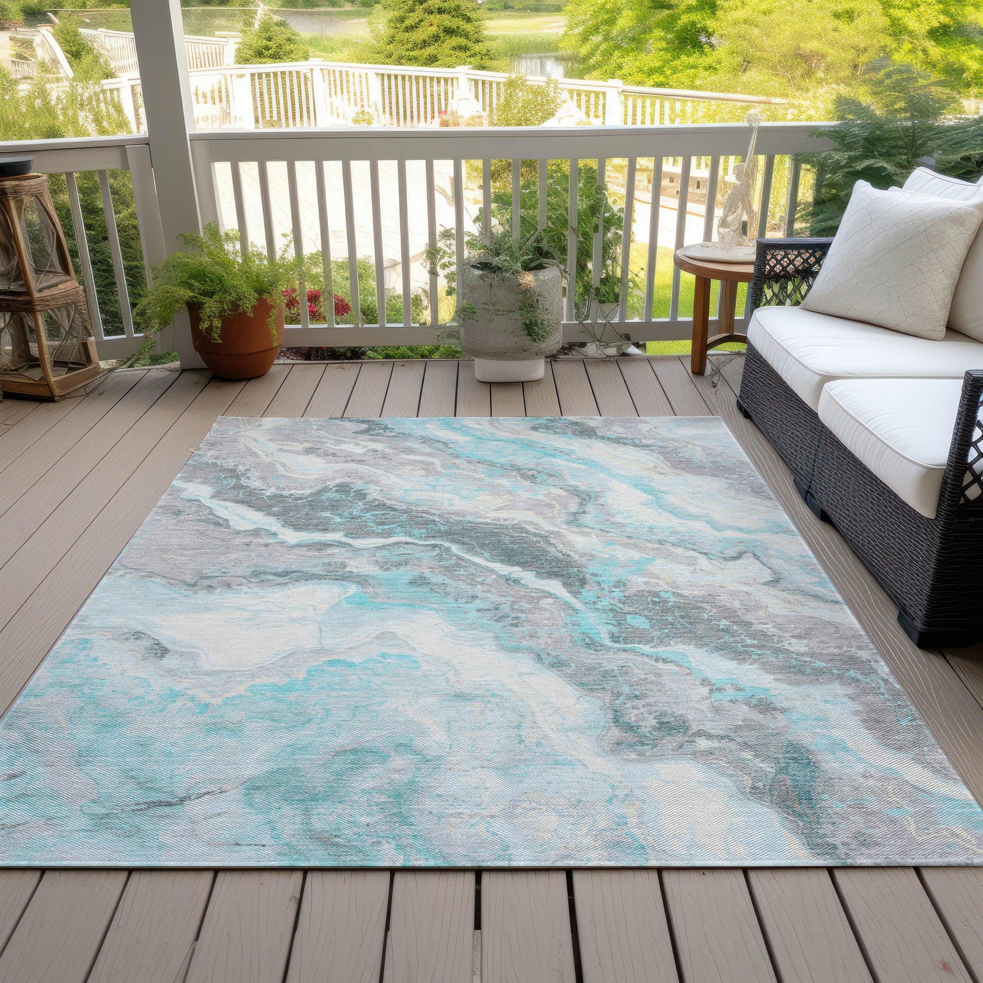 Addison Rugs Faeriel Teal Washable Indoor-Outdoor Rug