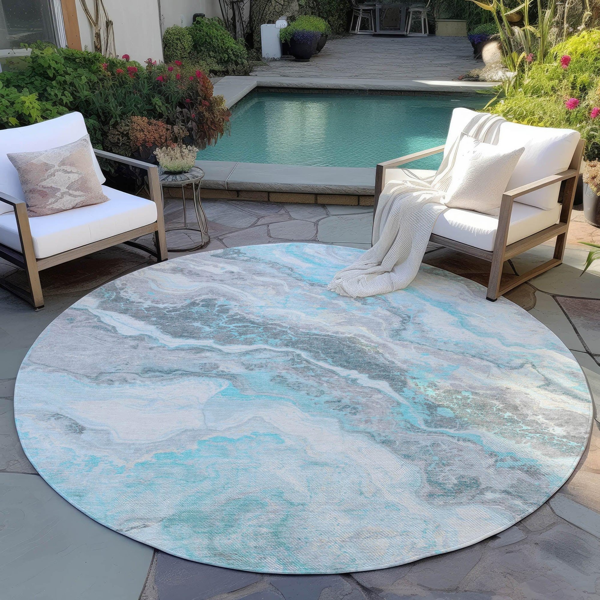 Addison Rugs Faeriel Teal Washable Indoor-Outdoor Rug
