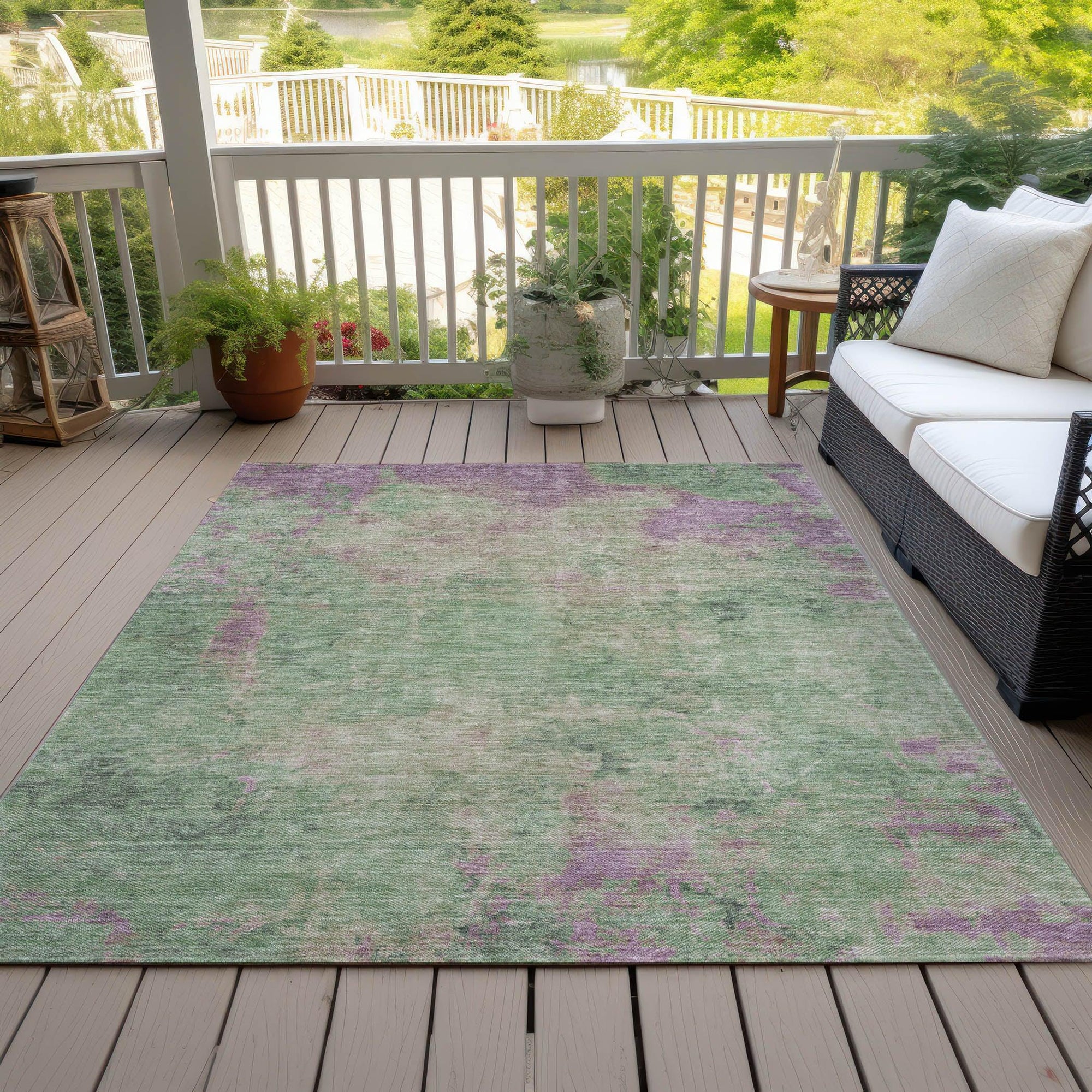 Addison Rugs Faerion Green Washable Indoor-Outdoor Rug