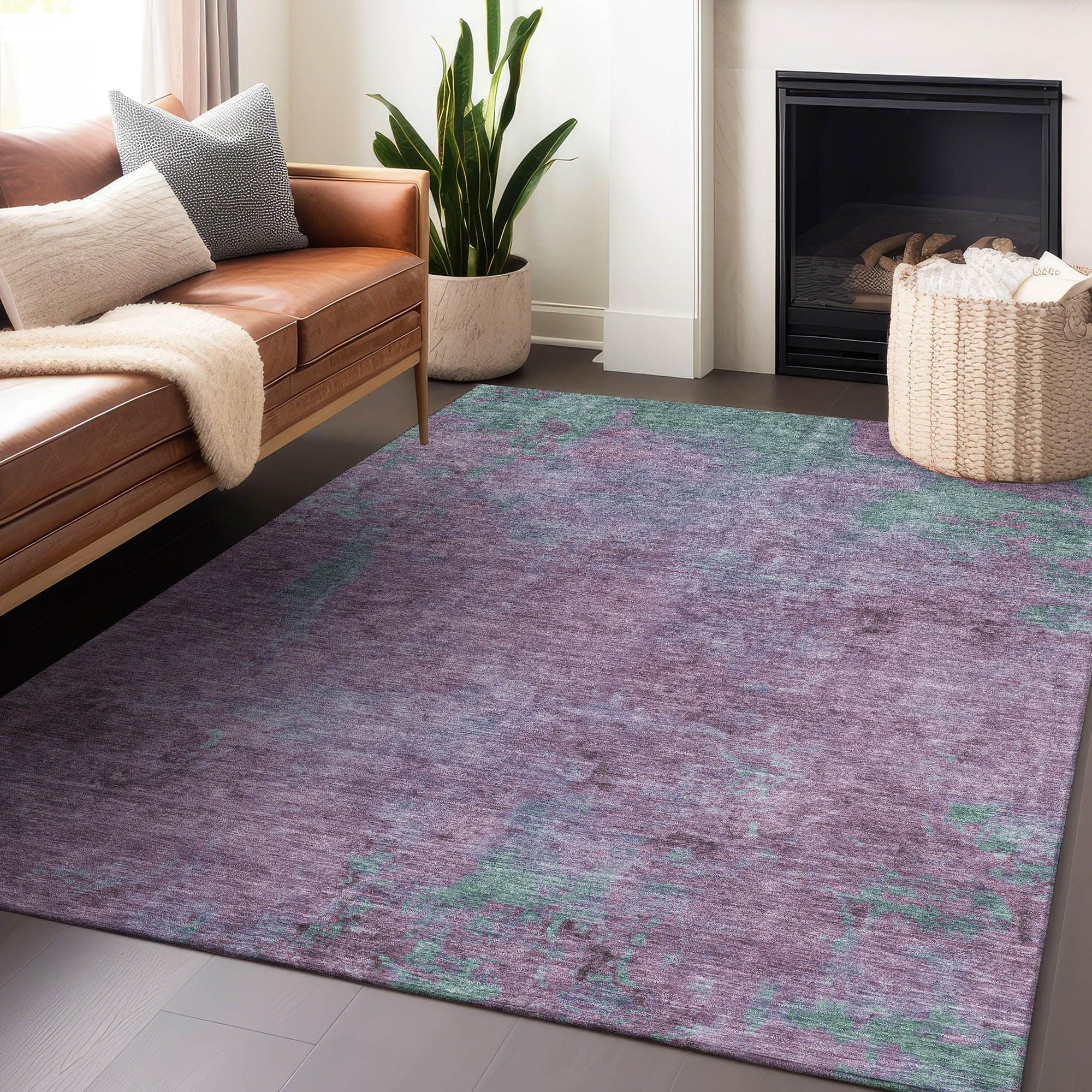 Addison Rugs Faerion Purple Washable Indoor-Outdoor Rug