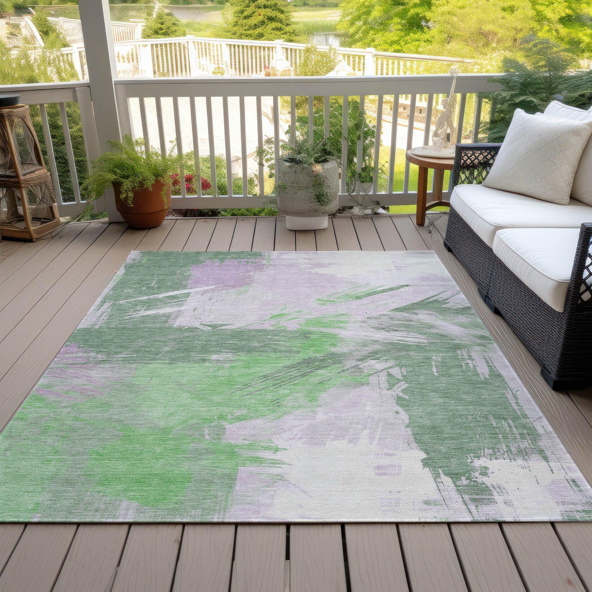 Addison Rugs Faerira Green Washable Indoor-Outdoor Rug