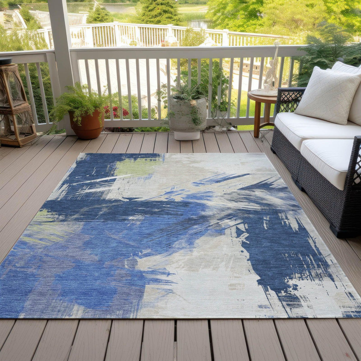 Faerira Blue Washable Indoor-Outdoor Rug - Area Rug, Ships in 2-3 Days - view 4