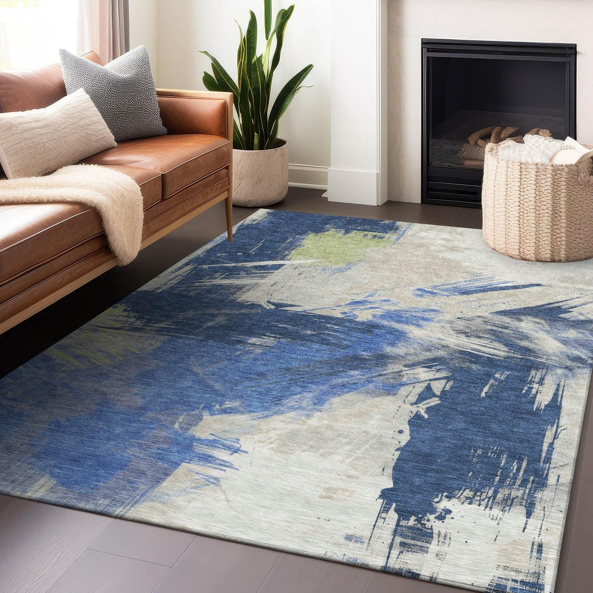 Faerira Blue Washable Indoor-Outdoor Rug - Area Rug, Ships in 2-3 Days - view 2