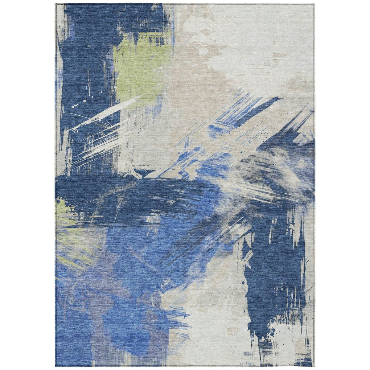 Faerira Blue Washable Indoor-Outdoor Rug - Area Rug, Ships in 2-3 Days