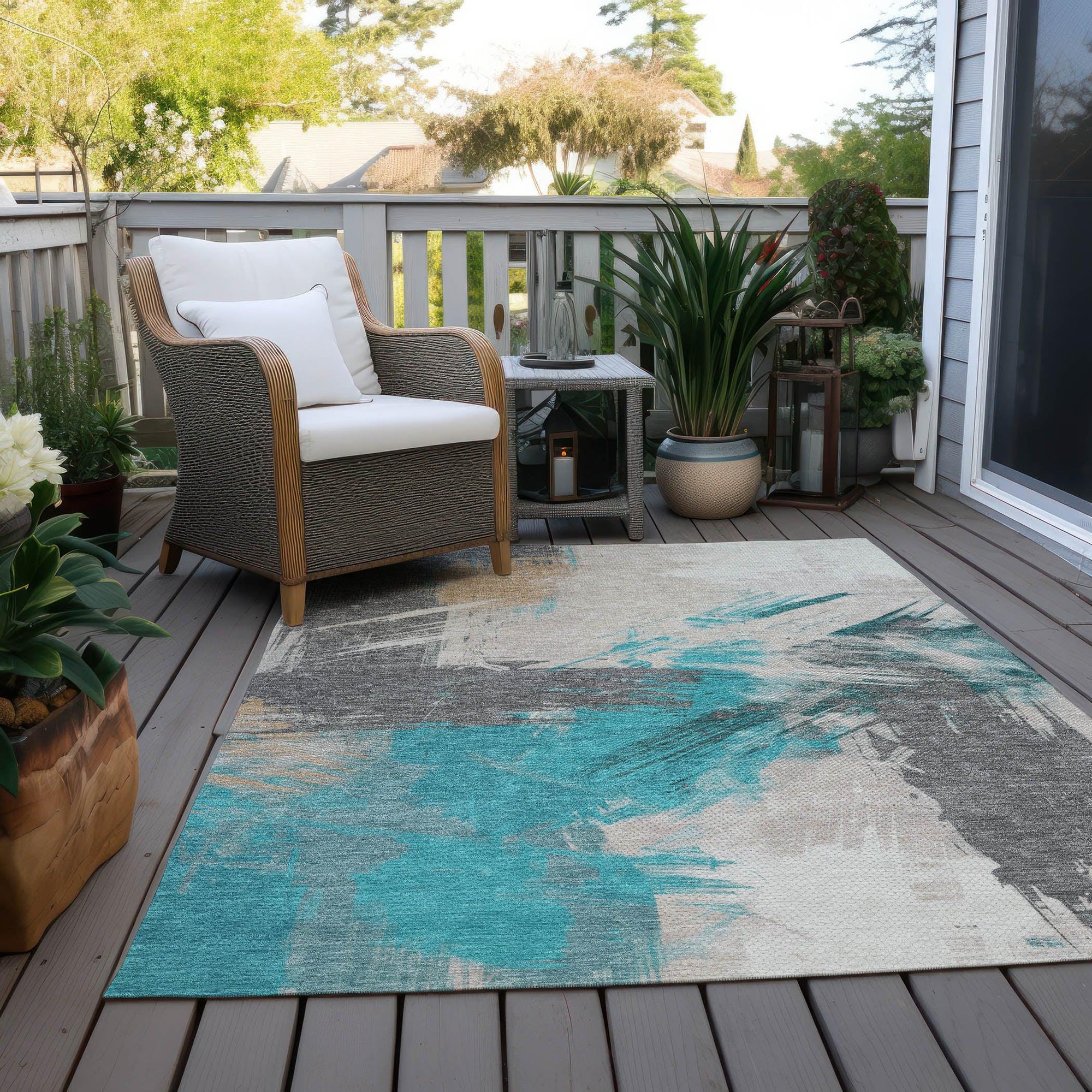 Addison Rugs Faerira Teal Washable Indoor-Outdoor Rug