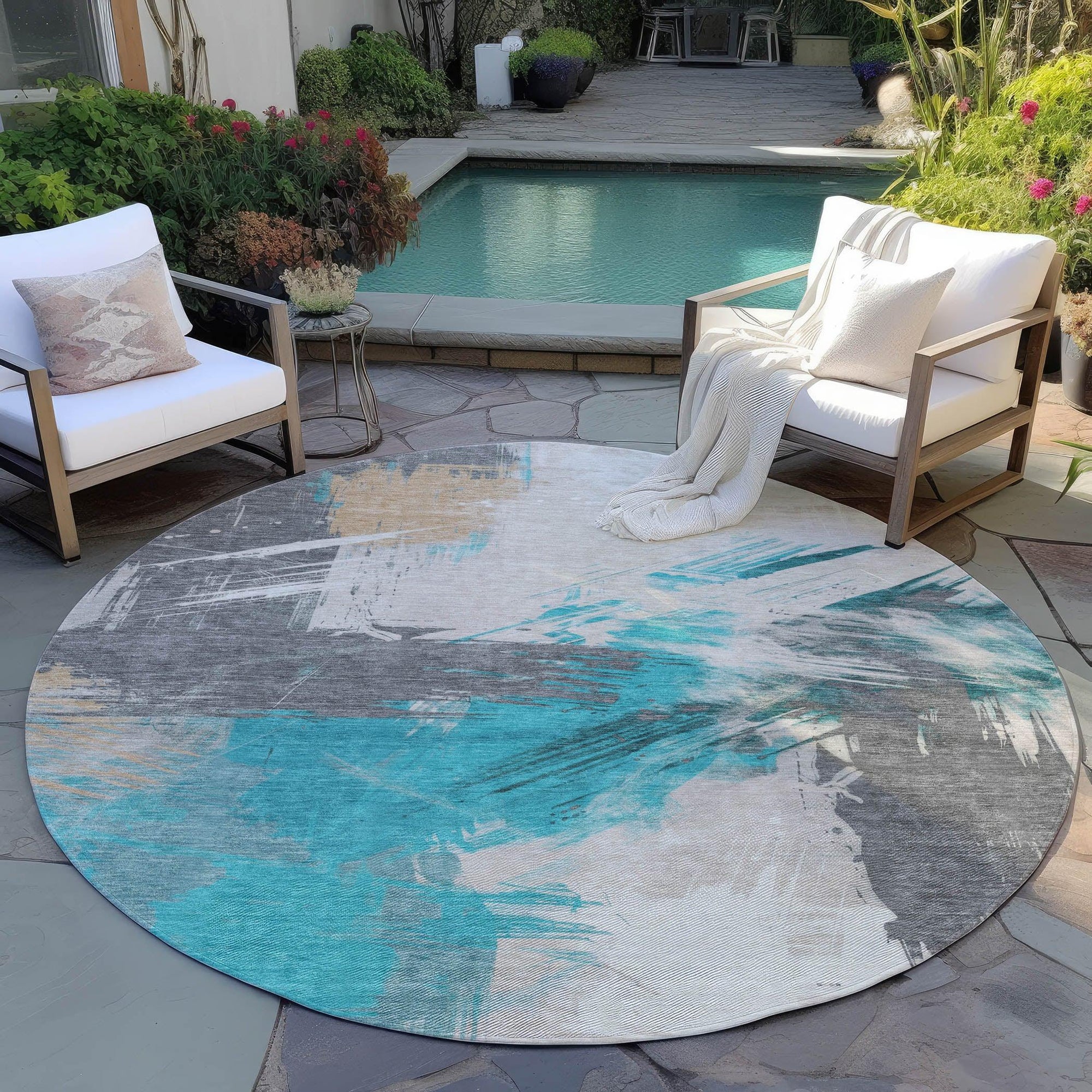 Addison Rugs Faerira Teal Washable Indoor-Outdoor Rug