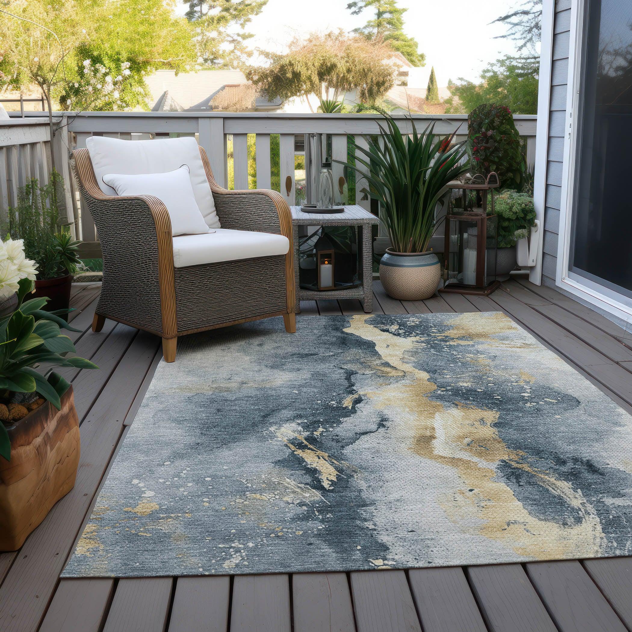 Faerius Graphite Washable Indoor-Outdoor Rug
