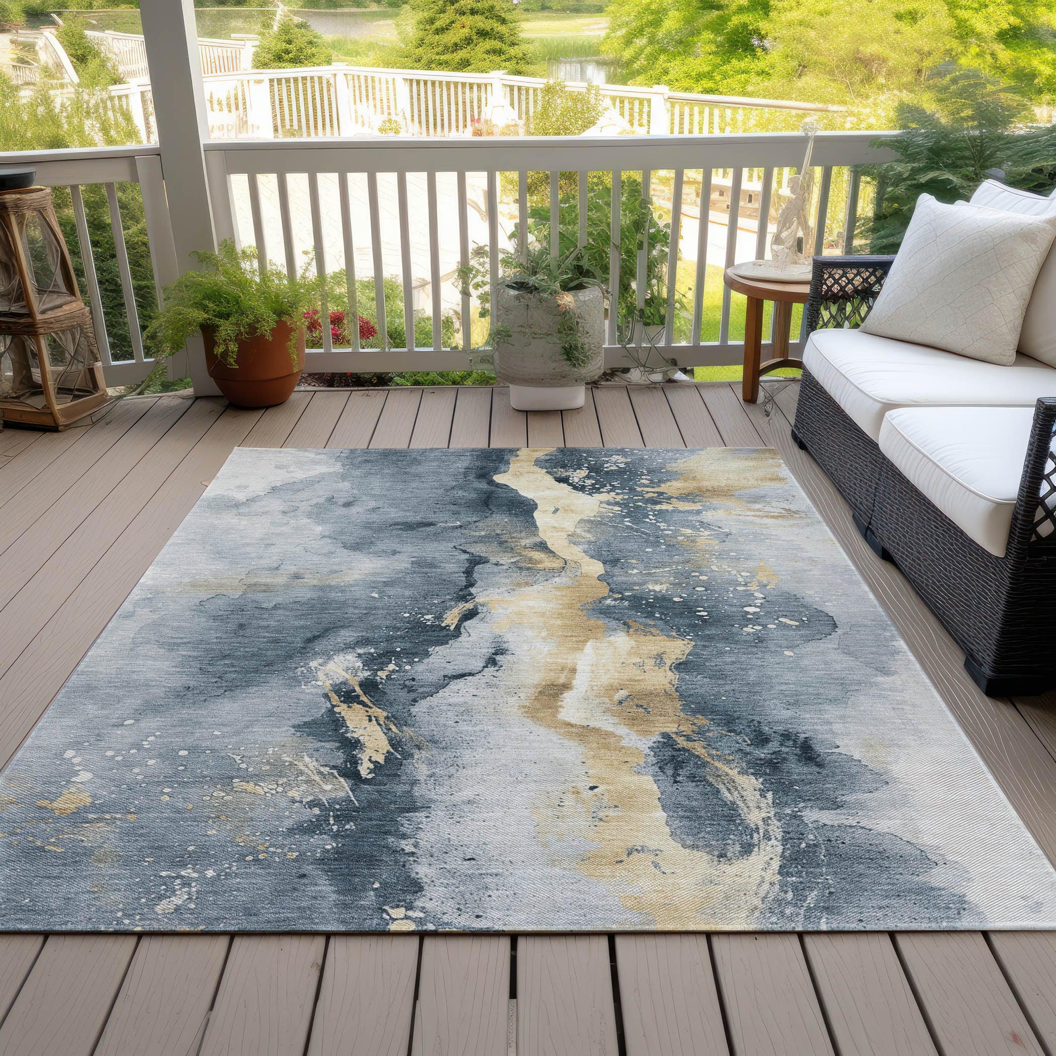 Faerius Graphite Washable Indoor-Outdoor Rug