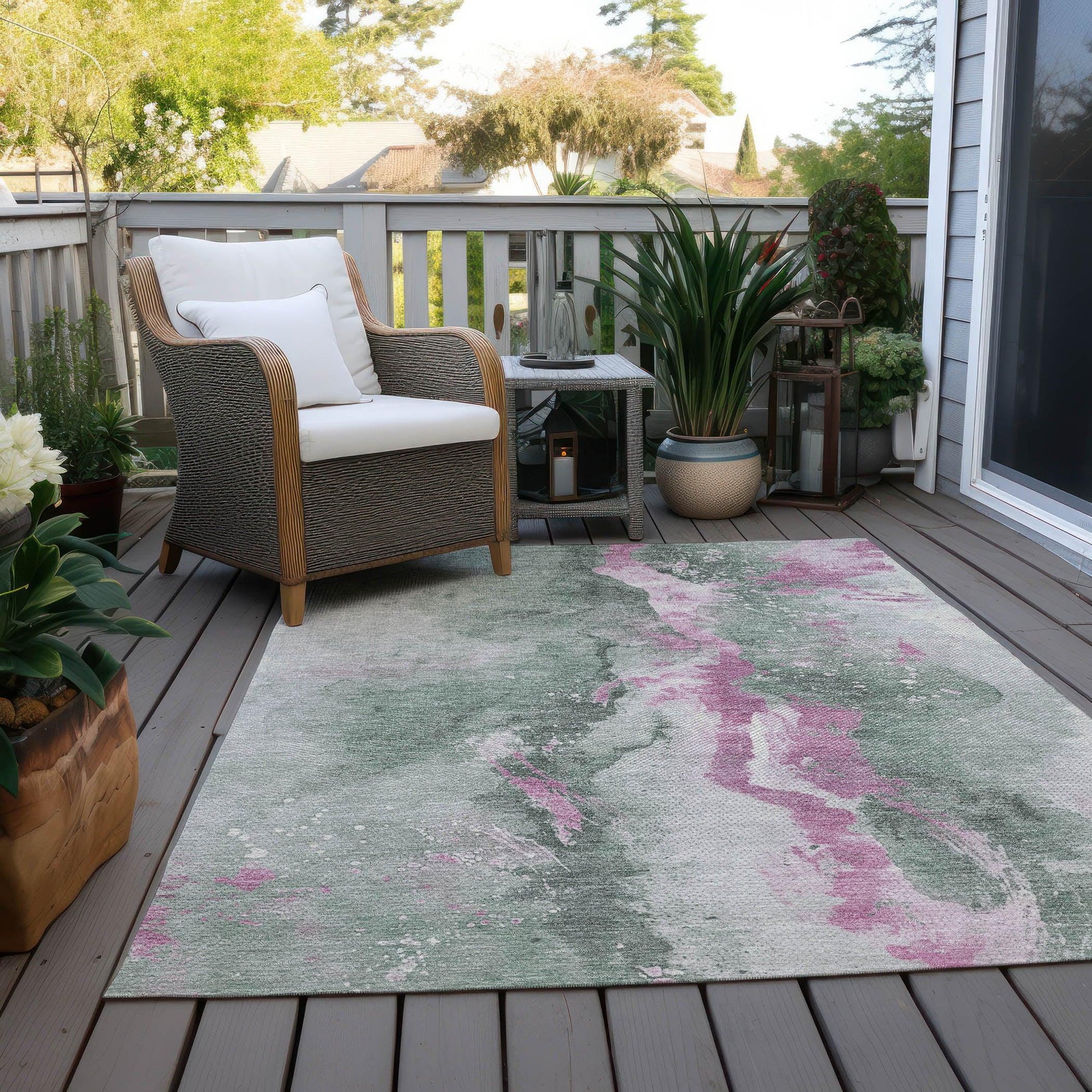 Addison Rugs Faerius Green Washable Indoor-Outdoor Rug