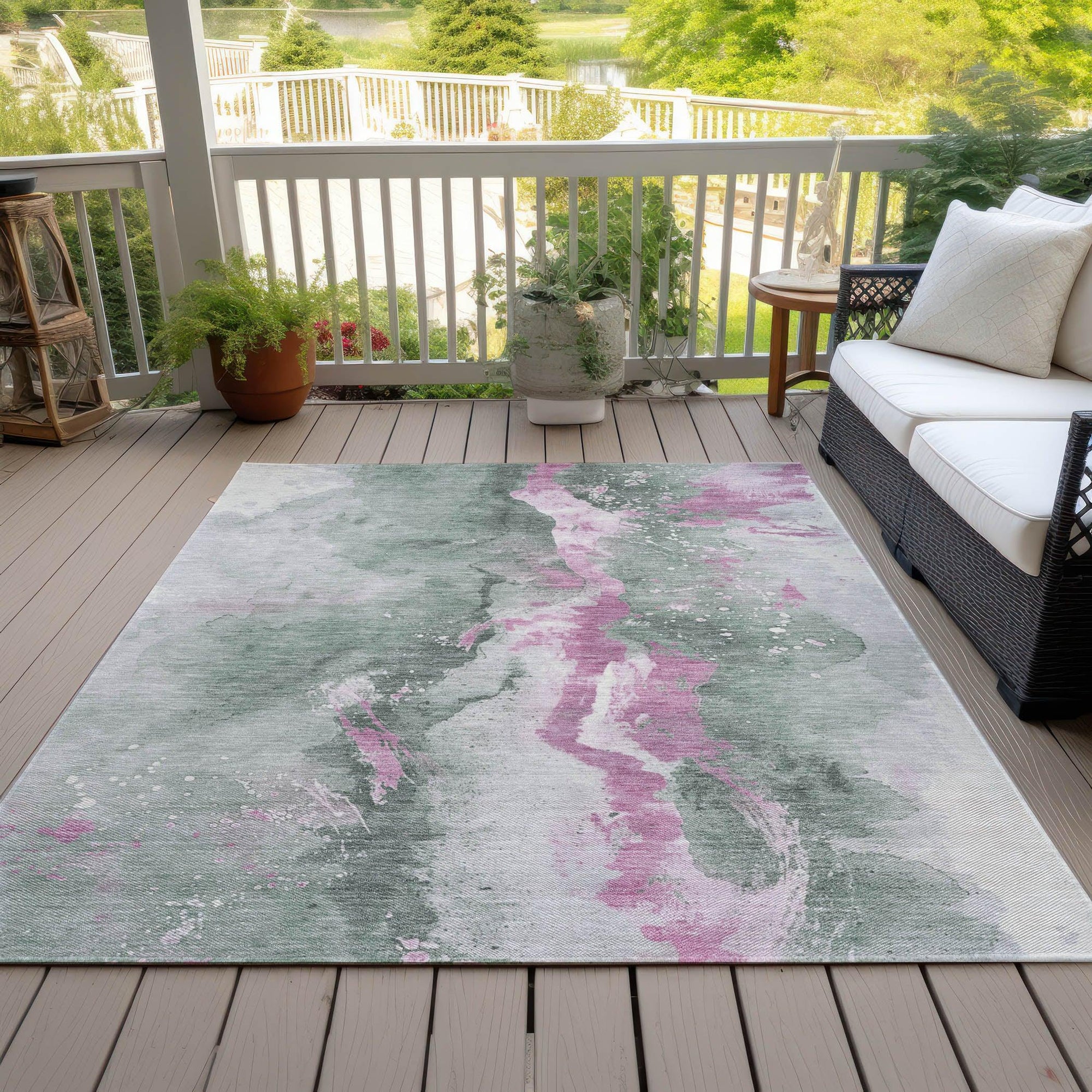 Addison Rugs Faerius Green Washable Indoor-Outdoor Rug