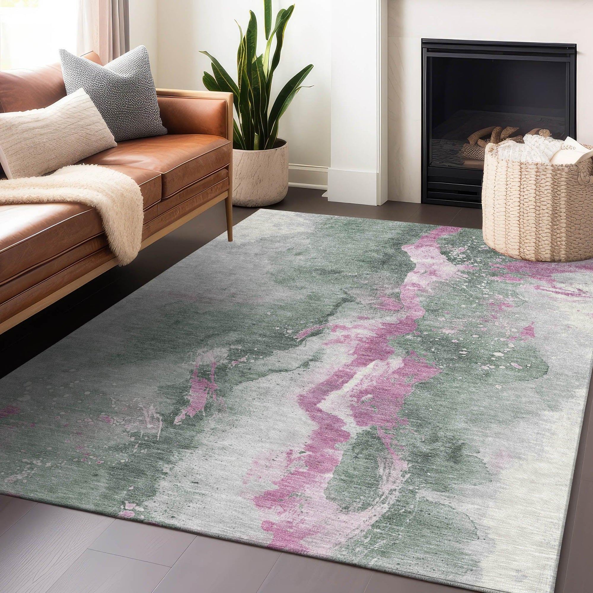 Addison Rugs Faerius Green Washable Indoor-Outdoor Rug
