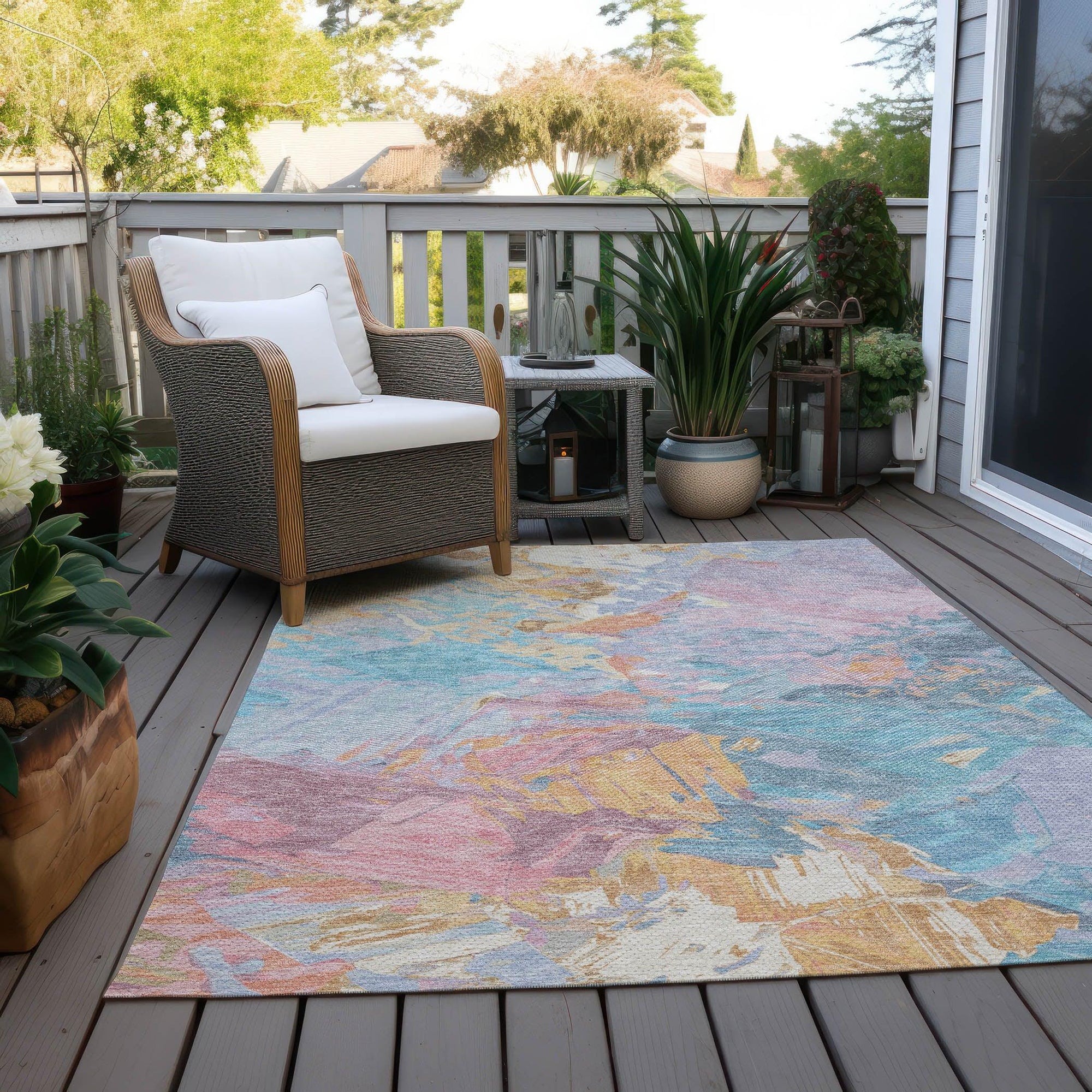 Addison Rugs Galain Teal Washable Indoor-Outdoor Rug