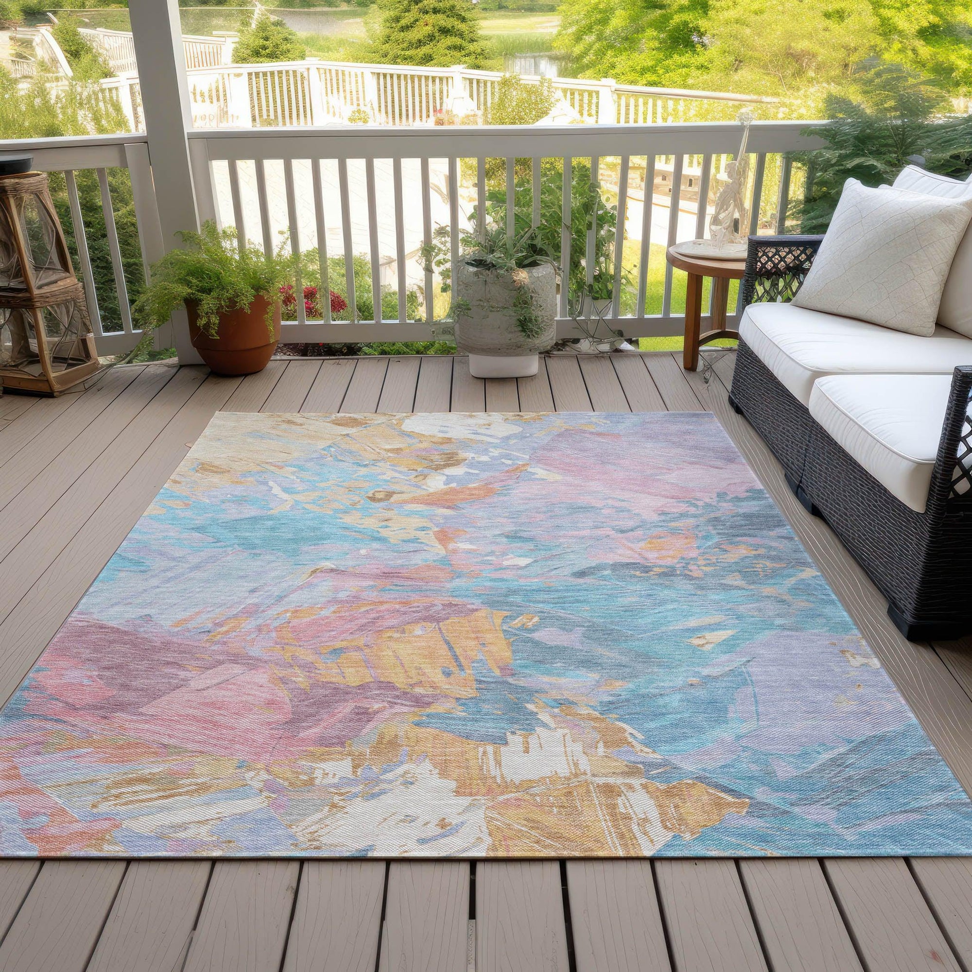 Addison Rugs Galain Teal Washable Indoor-Outdoor Rug