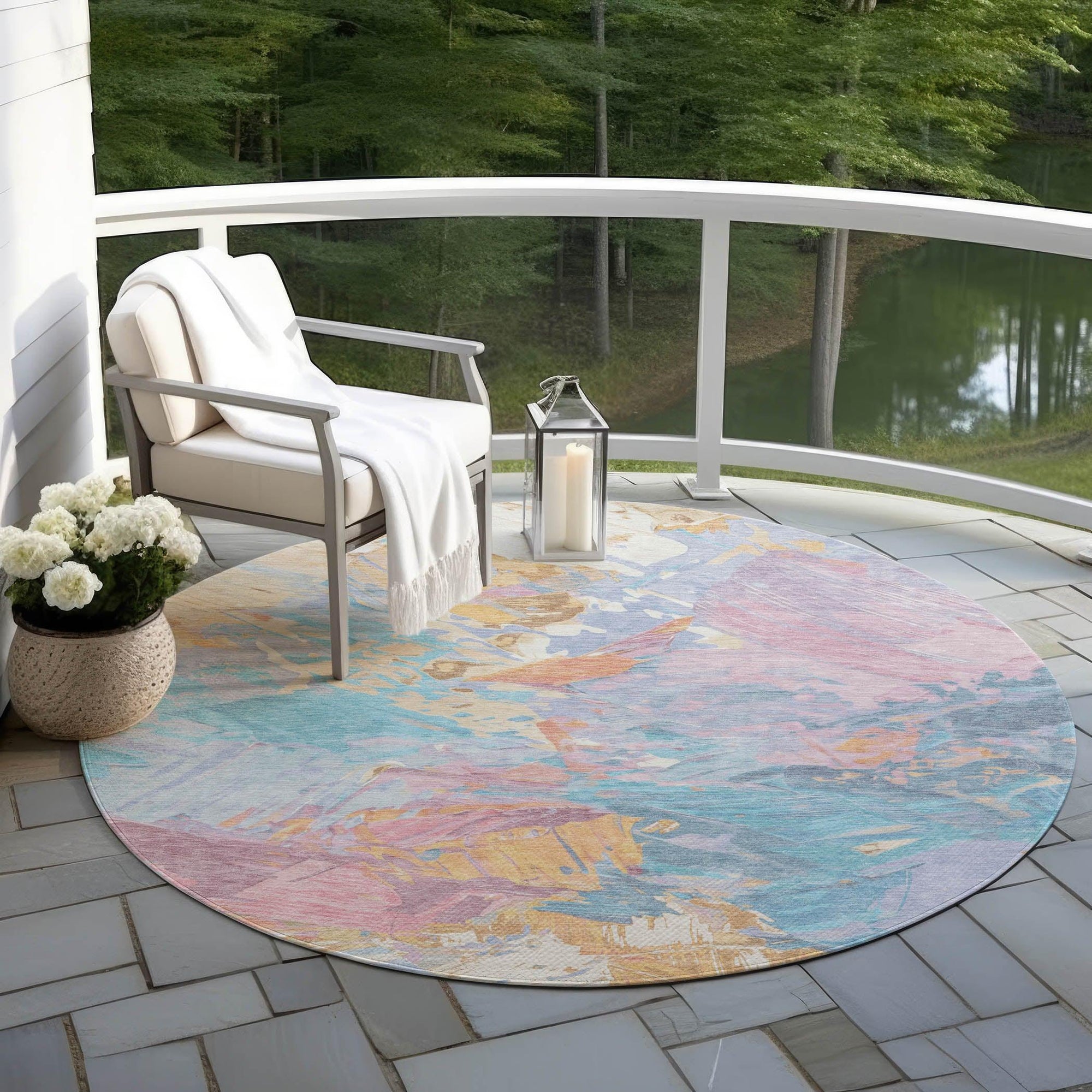 Addison Rugs Galain Teal Washable Indoor-Outdoor Rug