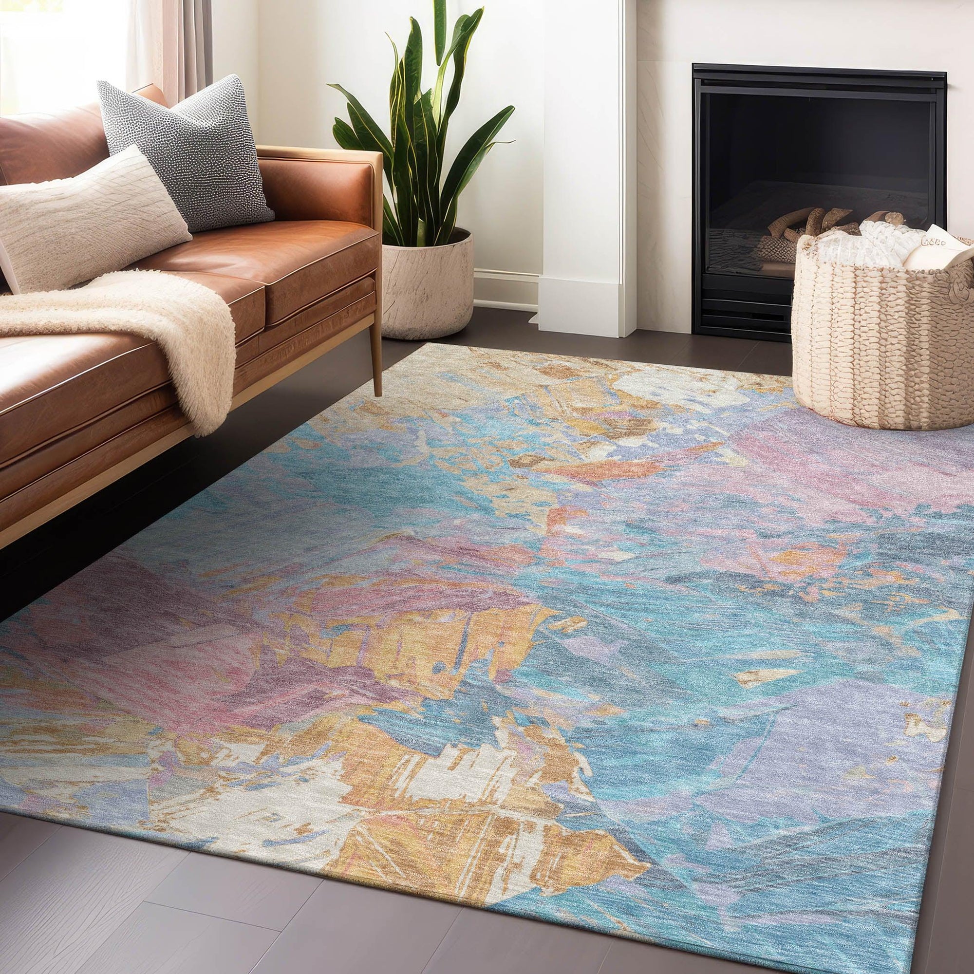 Addison Rugs Galain Teal Washable Indoor-Outdoor Rug