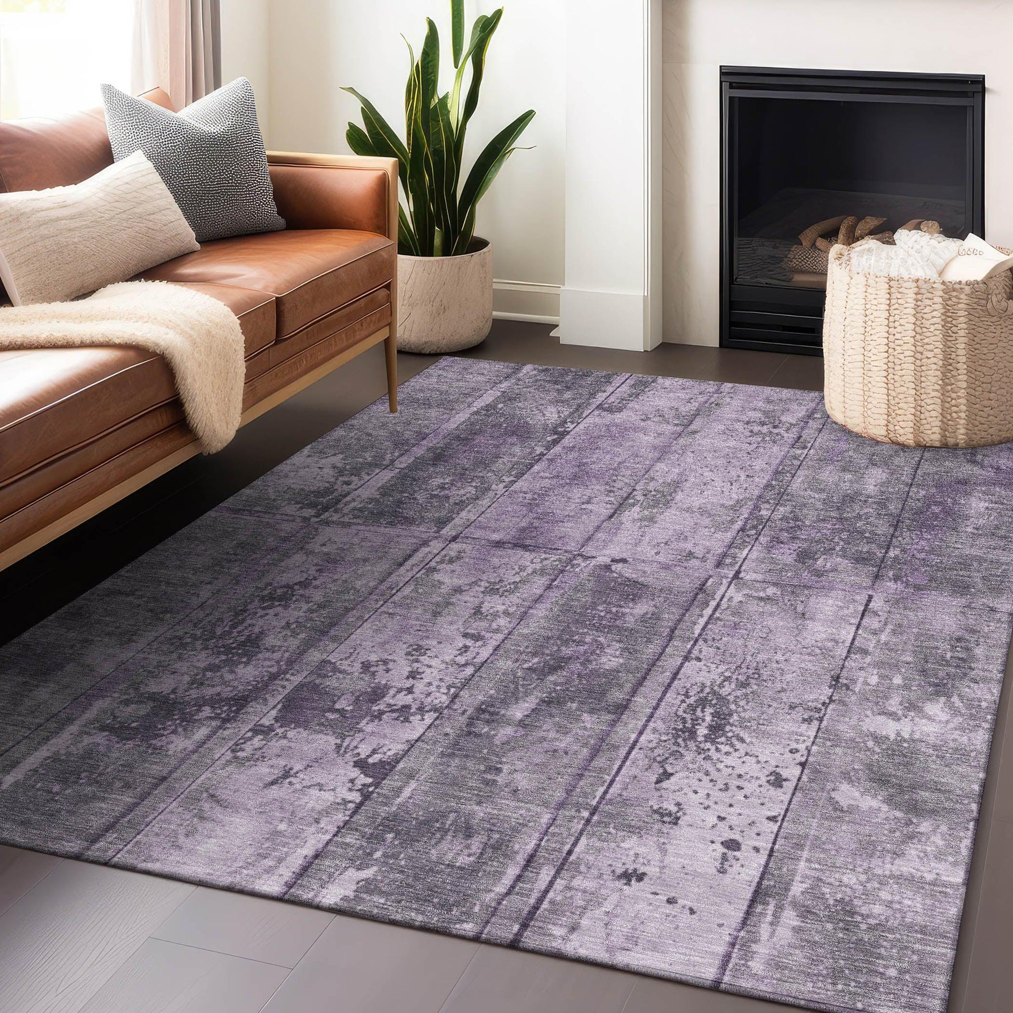 Addison Rugs Galara Purple Washable Indoor-Outdoor Rug