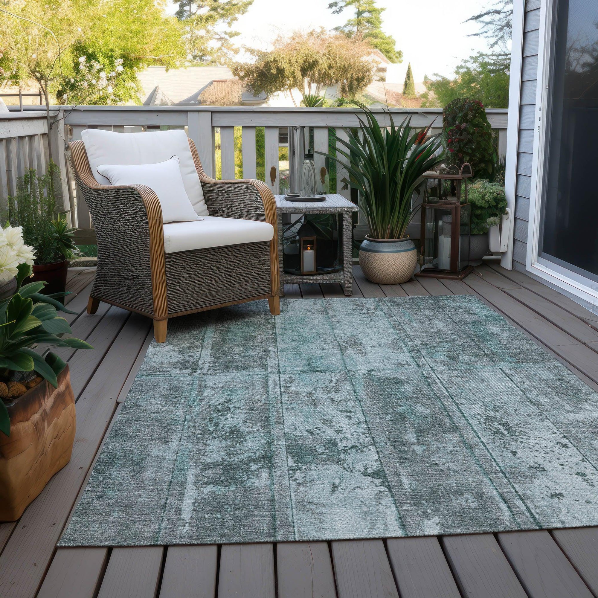 Addison Rugs Galara Teal Washable Indoor-Outdoor Rug