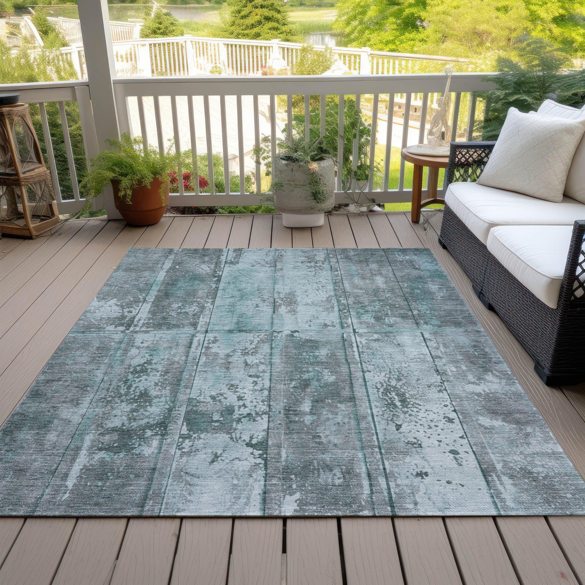 Addison Rugs Galara Teal Washable Indoor-Outdoor Rug