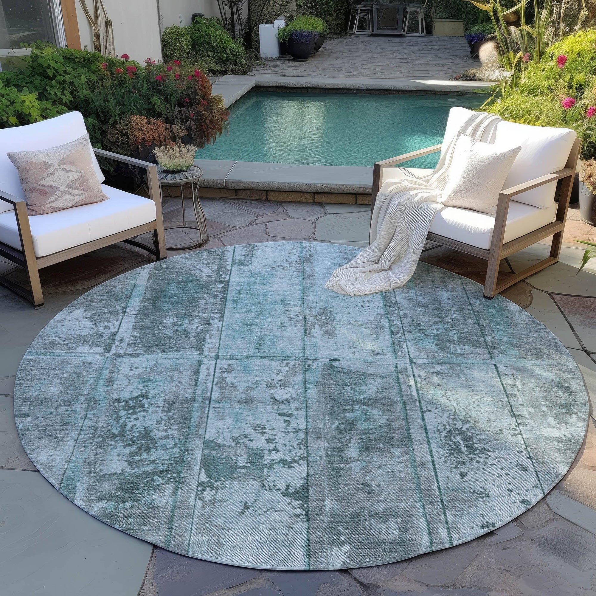 Addison Rugs Galara Teal Washable Indoor-Outdoor Rug