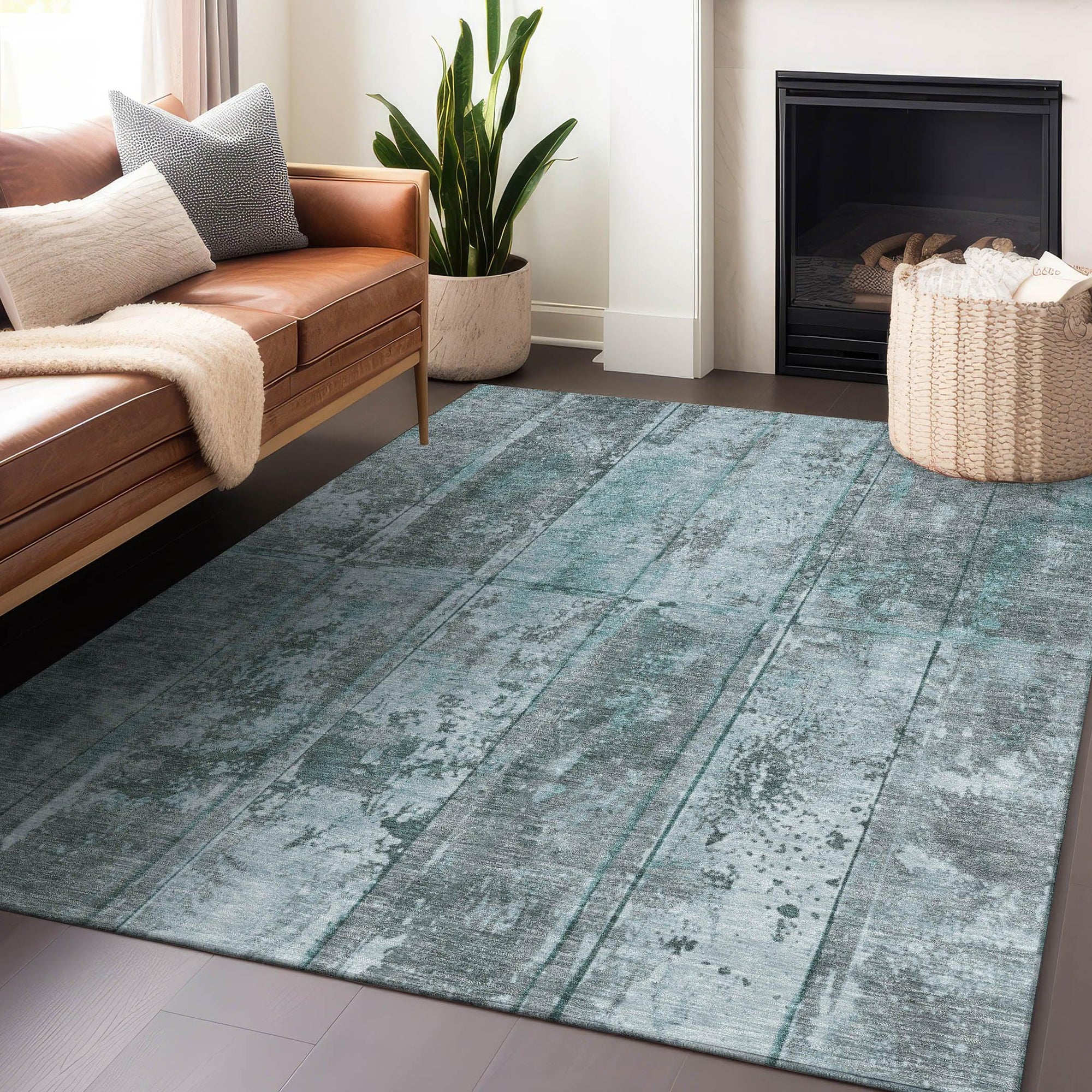 Addison Rugs Galara Teal Washable Indoor-Outdoor Rug