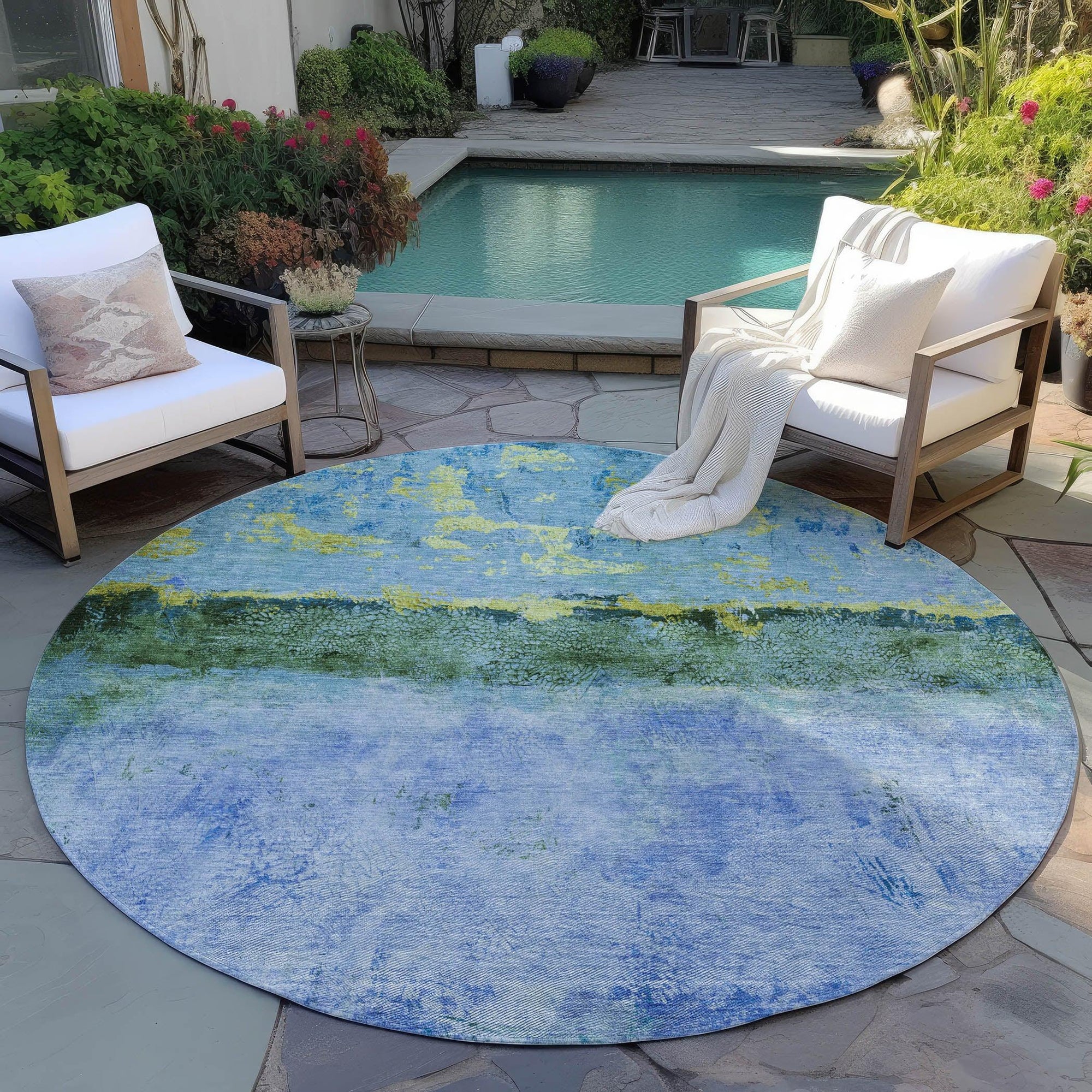 Addison Rugs Galaris Blue Washable Indoor-Outdoor Rug